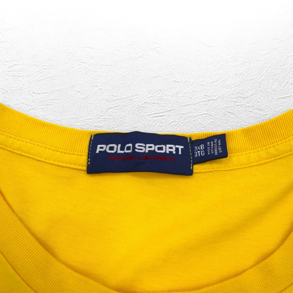 POLO SPORT RALPH LAUREN T-shirt anni '90, cucitura singola, 3XL, grande, gialla, con stampa logo bandiera americana, taglia grande