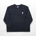 Carhartt ヘビーウェイト ロングスリーブ サーマル ヘンリーネック ロンT 2XL RELAXED FIT ブラック 104429 TK4429