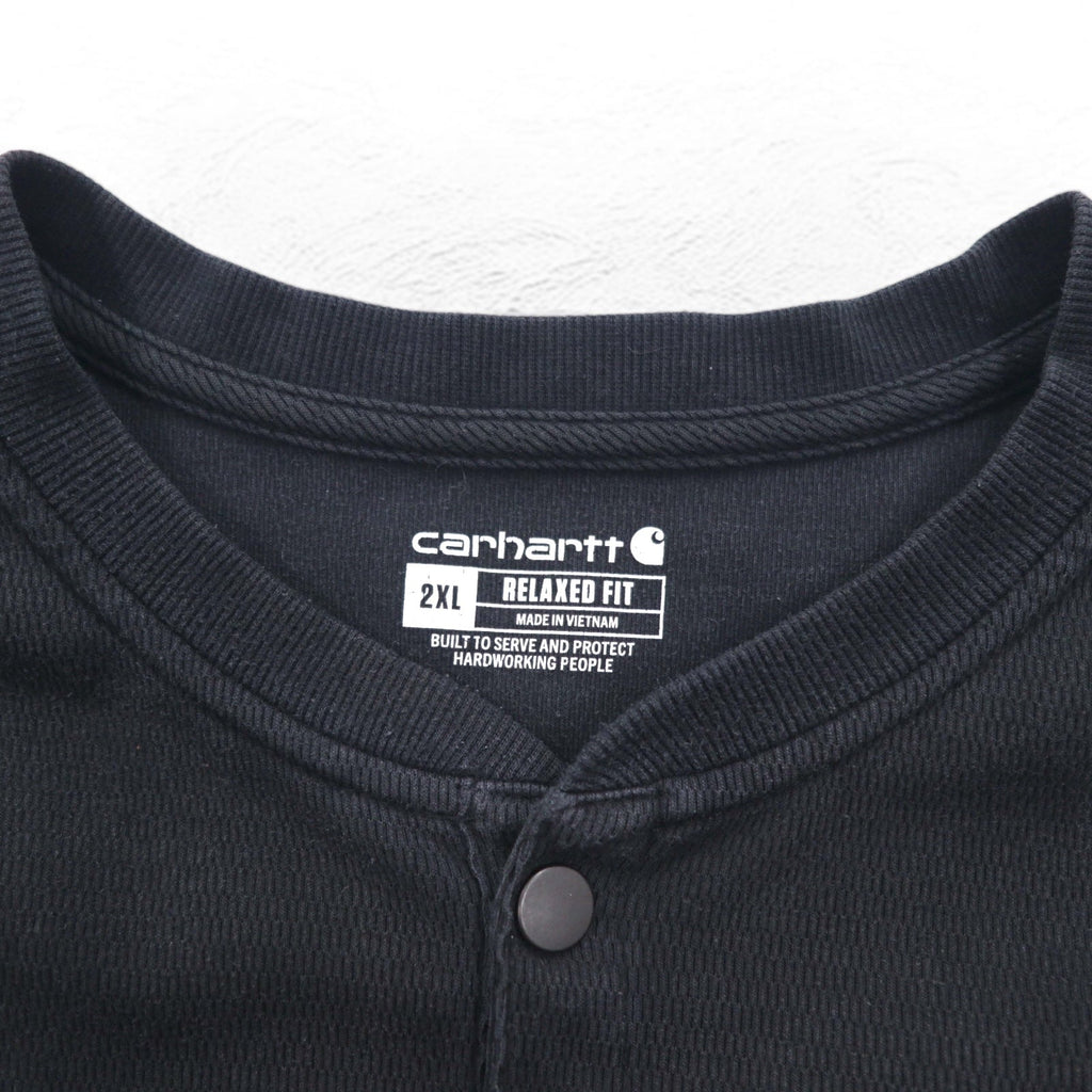 Carhartt ヘビーウェイト ロングスリーブ サーマル ヘンリーネック ロンT 2XL RELAXED FIT ブラック 104429 TK4429