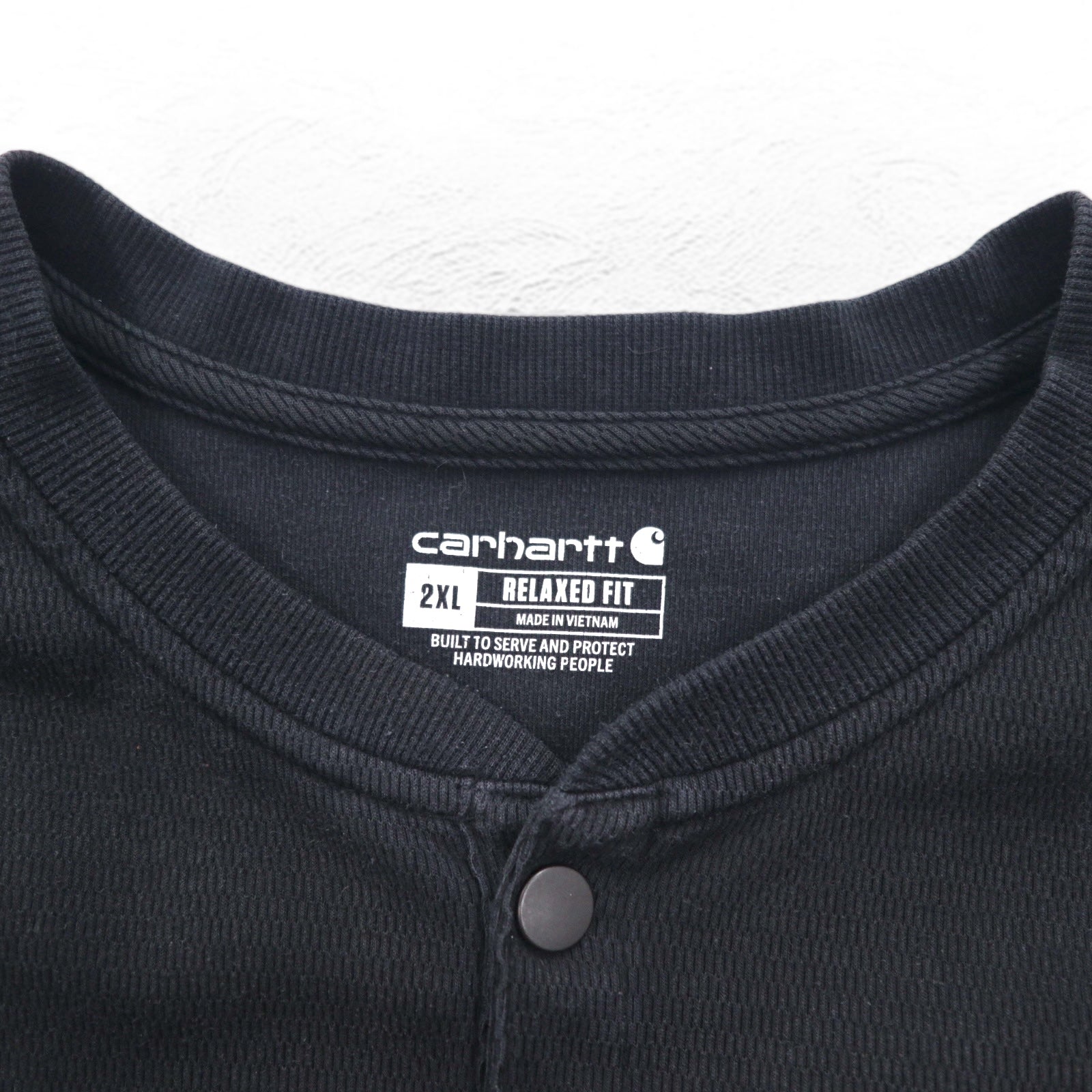 Carhartt ヘビーウェイト ロングスリーブ サーマル ヘンリーネック ロンT 2XL RELAXED FIT ブラック 104429 TK4429
