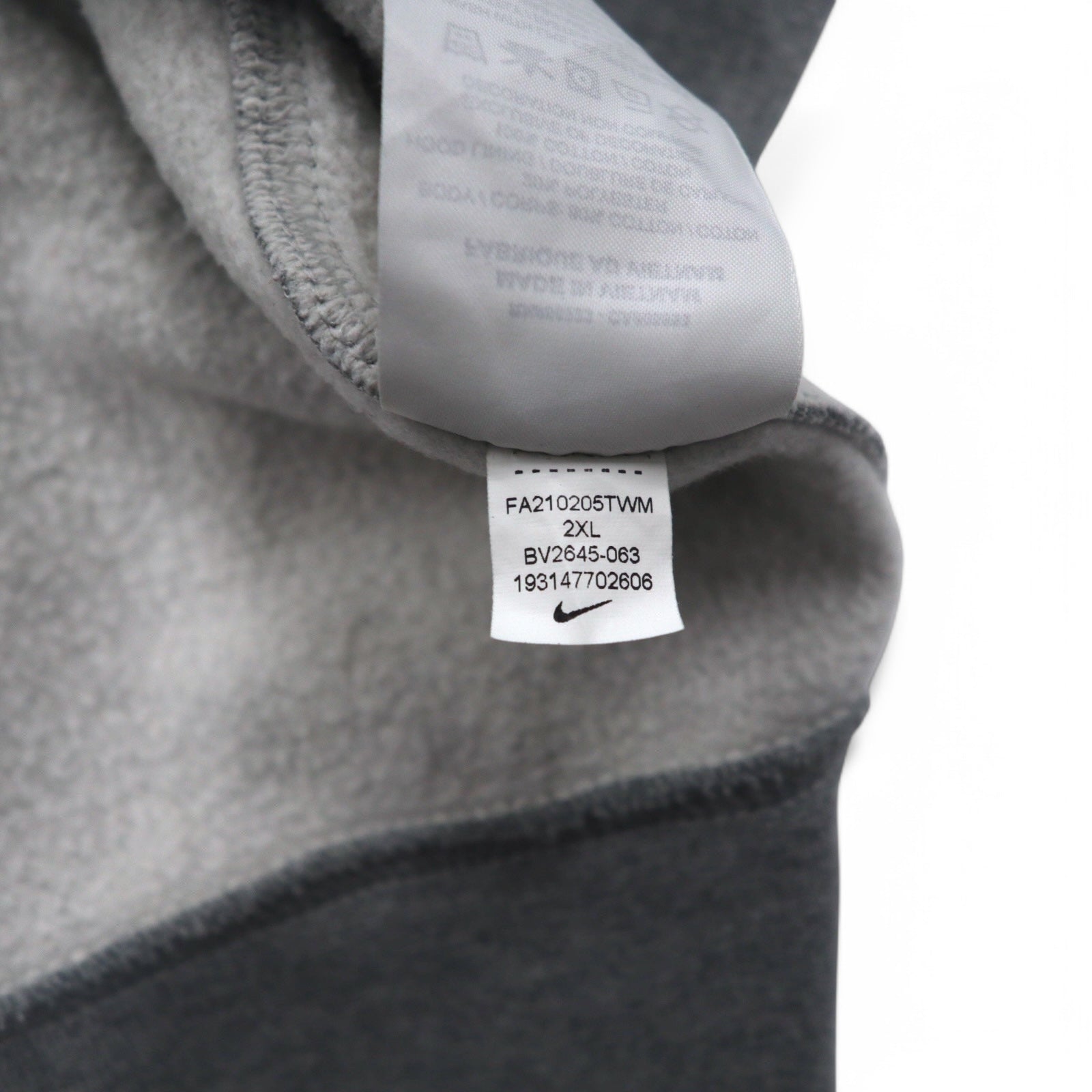 NIKE Felpa con cappuccio interamente in pile Club Fleece XXL Grigio Swoosh CLUB FLEECE BV2645-063