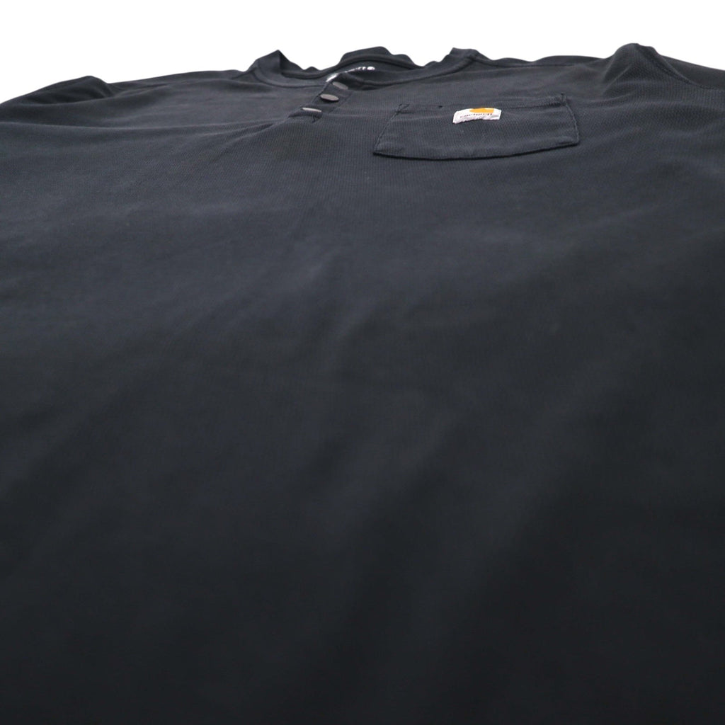 Carhartt ヘビーウェイト ロングスリーブ サーマル ヘンリーネック ロンT 2XL RELAXED FIT ブラック 104429 TK4429
