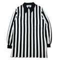 Maglia da gioco mezza zip da arbitro Sand-Knit Medalist anni '70 made in USA, taglia L, bianca, nera, a righe, in poliestere, con cerniera TALON