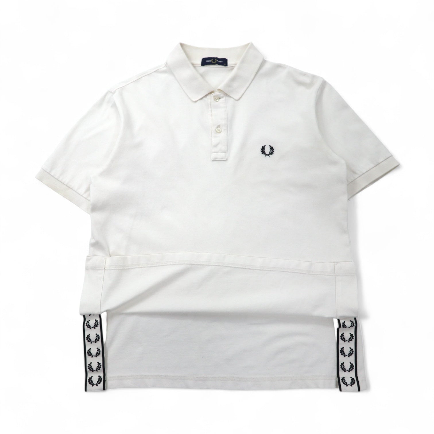 FREDPERRY Polo Piquet Side Taped M Bianco Cotone Piquet F1860 Prodotto in Giappone