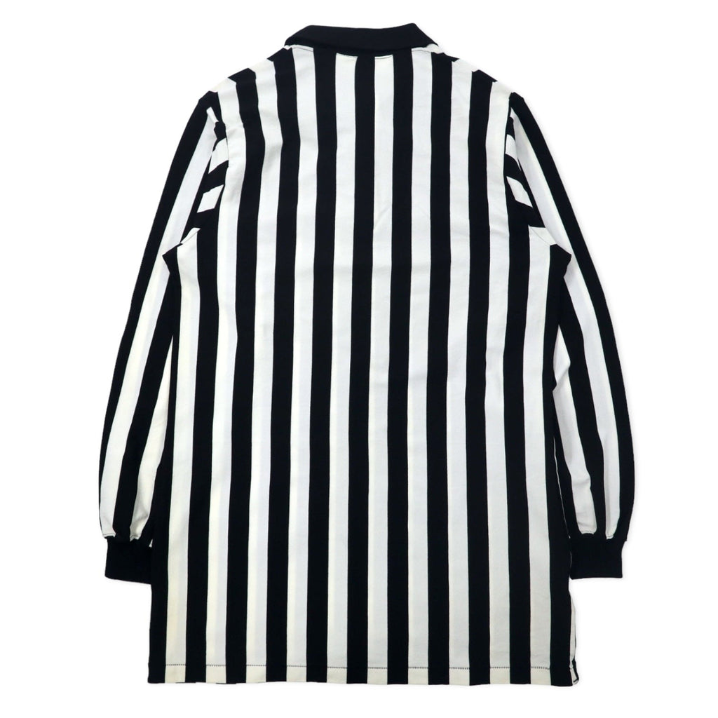Maglia da gioco mezza zip da arbitro Sand-Knit Medalist anni '70 made in USA, taglia L, bianca, nera, a righe, in poliestere, con cerniera TALON