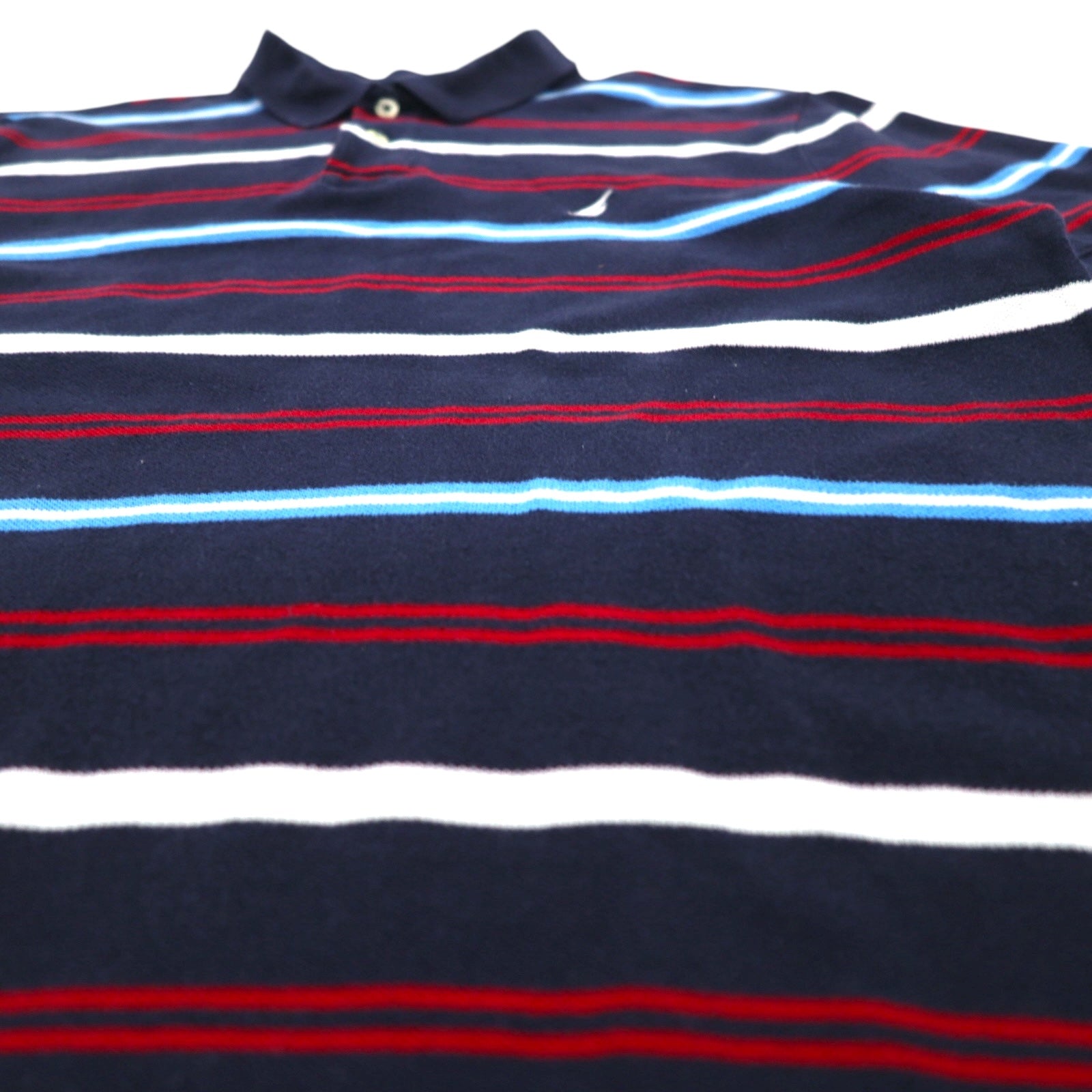 NAUTICA Polo a righe L Blu marino Cotone piqué Ricamo logo singolo