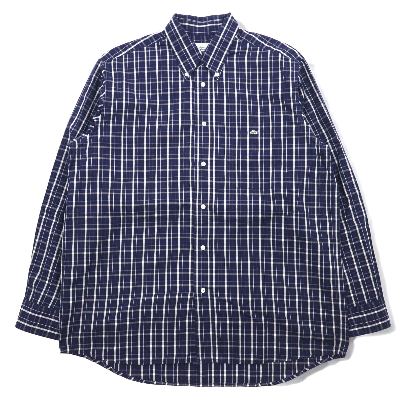 Camicia button-down LACOSTE L blu navy a quadri cotone, prodotta da DEVANLAY, modello F5182