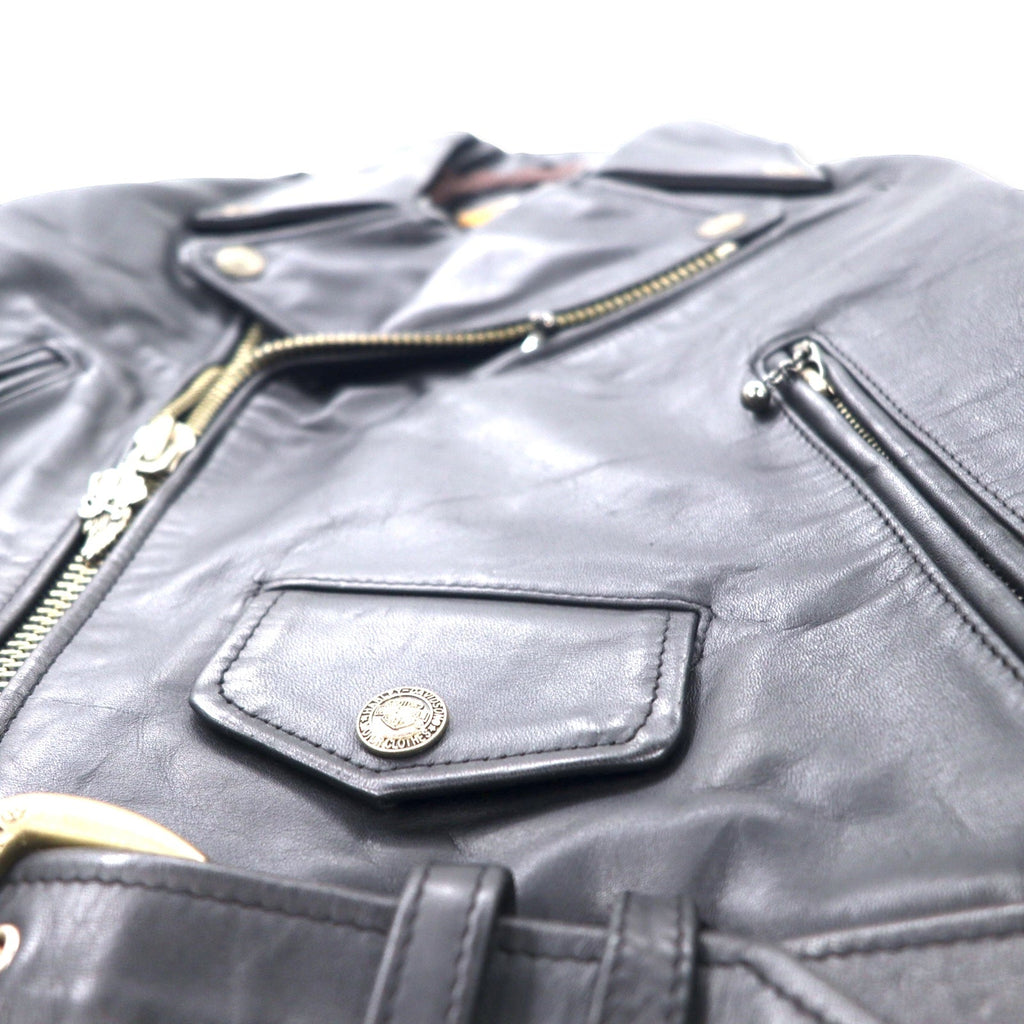 HARLEY DAVIDSON Giacca biker doppia in pelle, taglia S, colore nero, in pelle bovina, fodera trapuntata