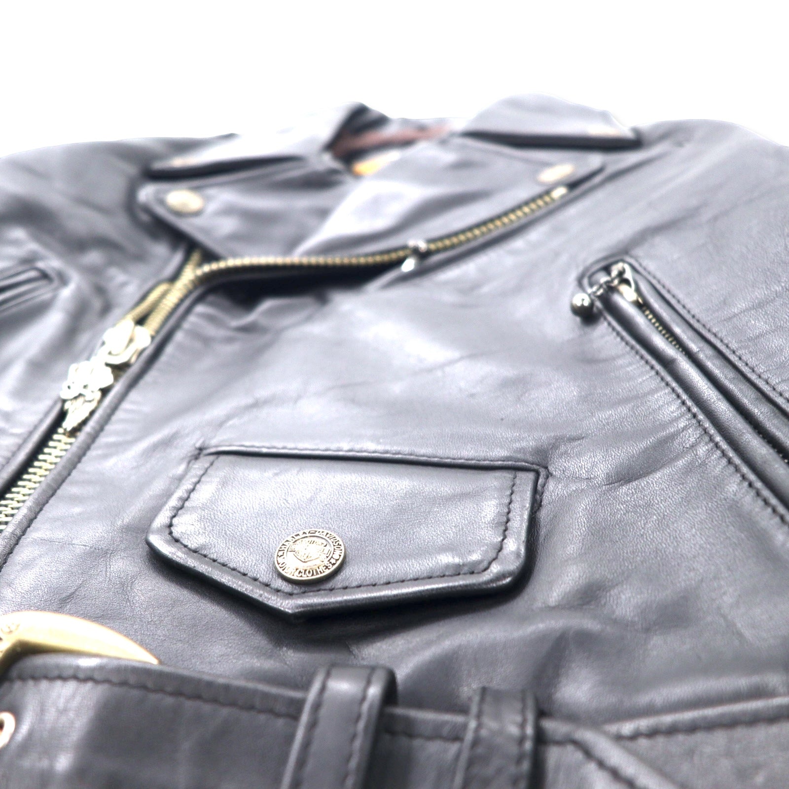 HARLEY DAVIDSON Giacca biker doppia in pelle, taglia S, colore nero, in pelle bovina, fodera trapuntata