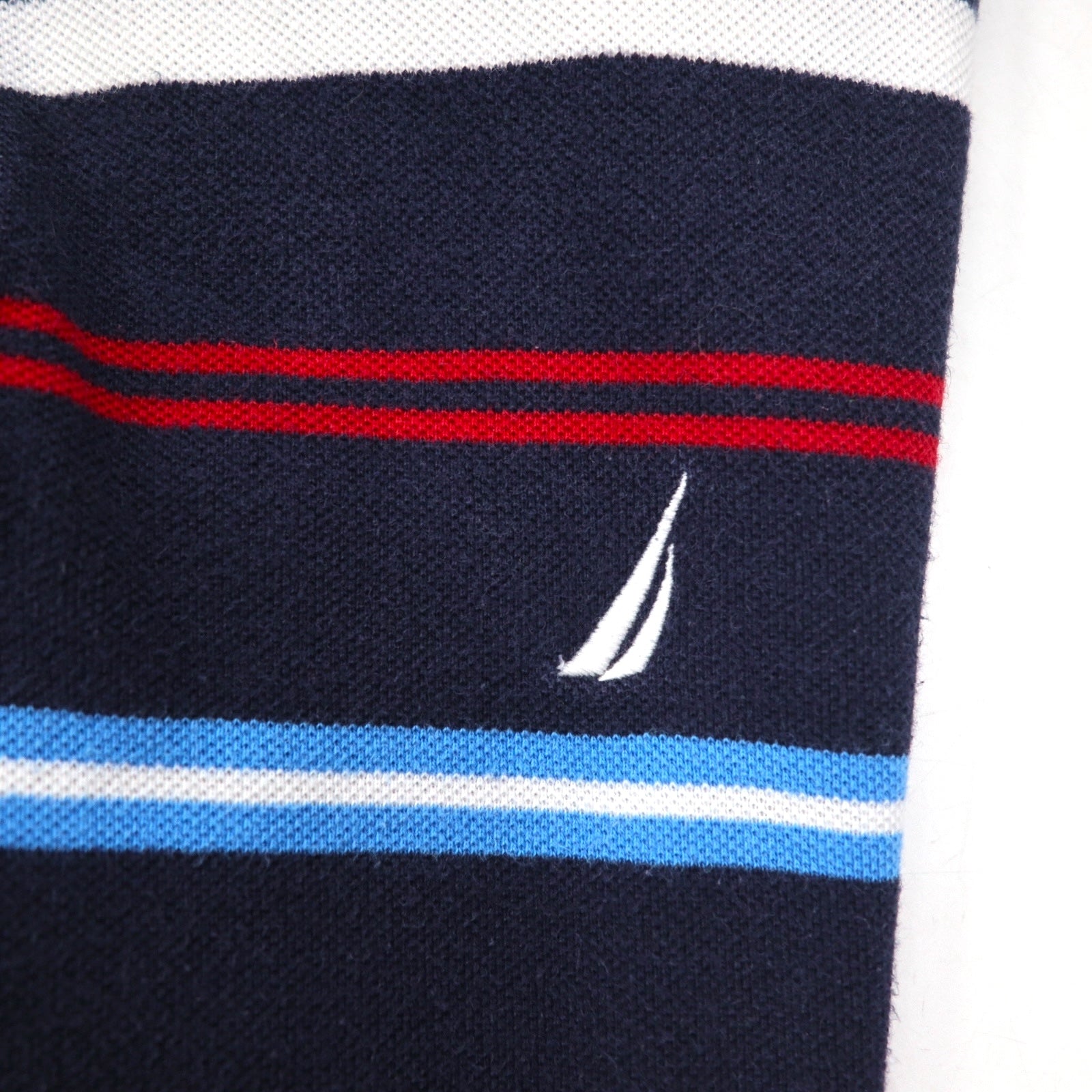 NAUTICA Polo a righe L Blu marino Cotone piqué Ricamo logo singolo