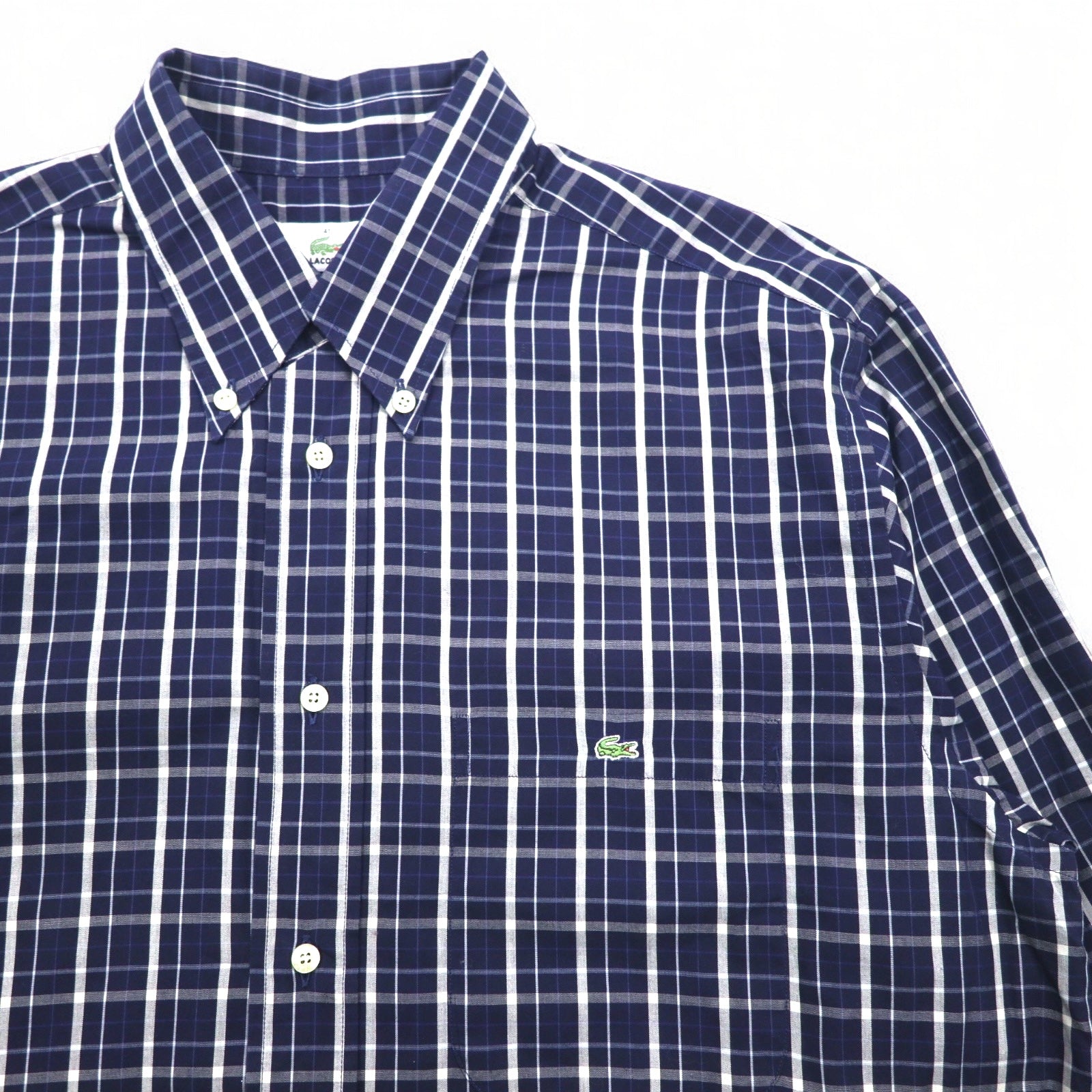 Camicia button-down LACOSTE L blu navy a quadri cotone, prodotta da DEVANLAY, modello F5182