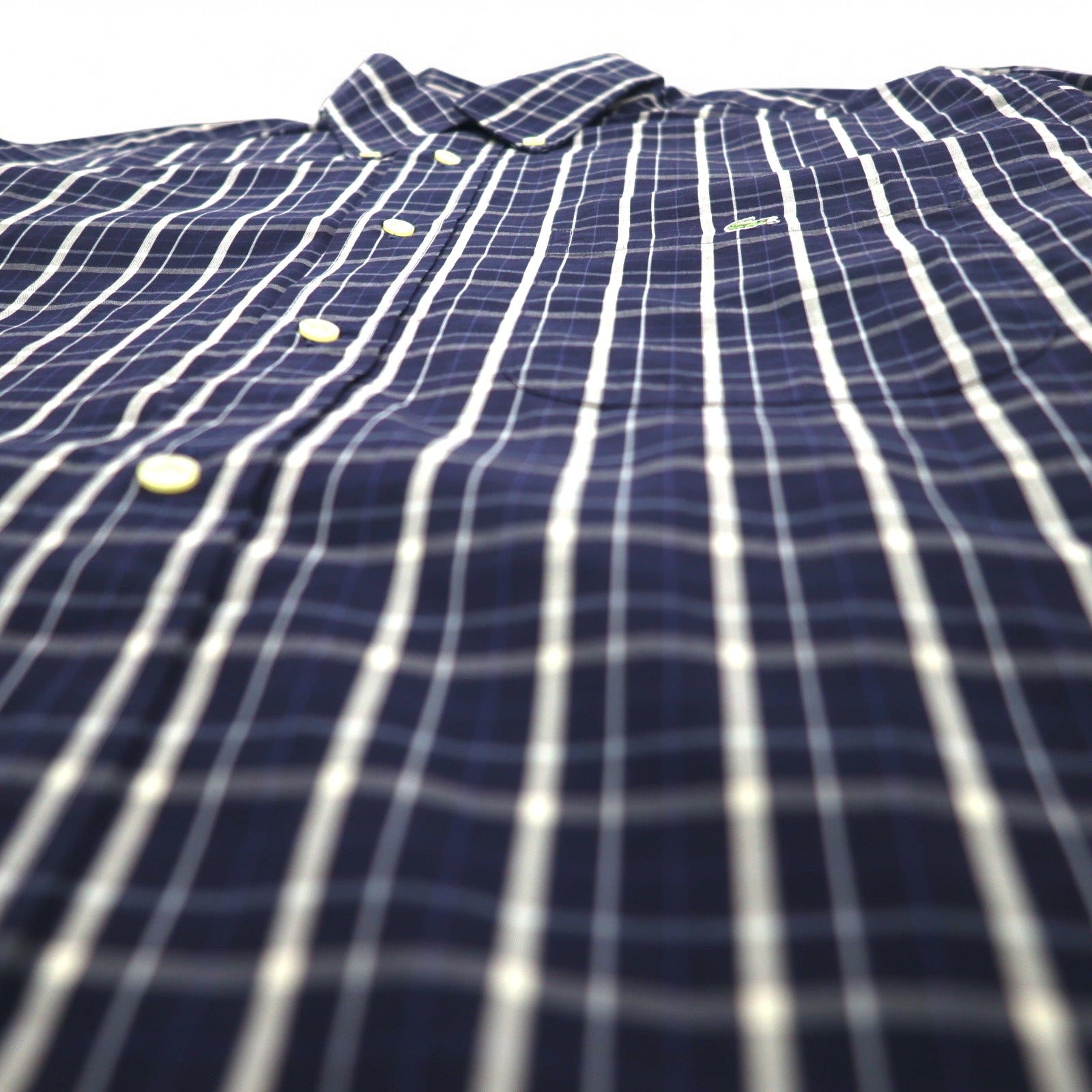 Camicia button-down LACOSTE L blu navy a quadri cotone, prodotta da DEVANLAY, modello F5182