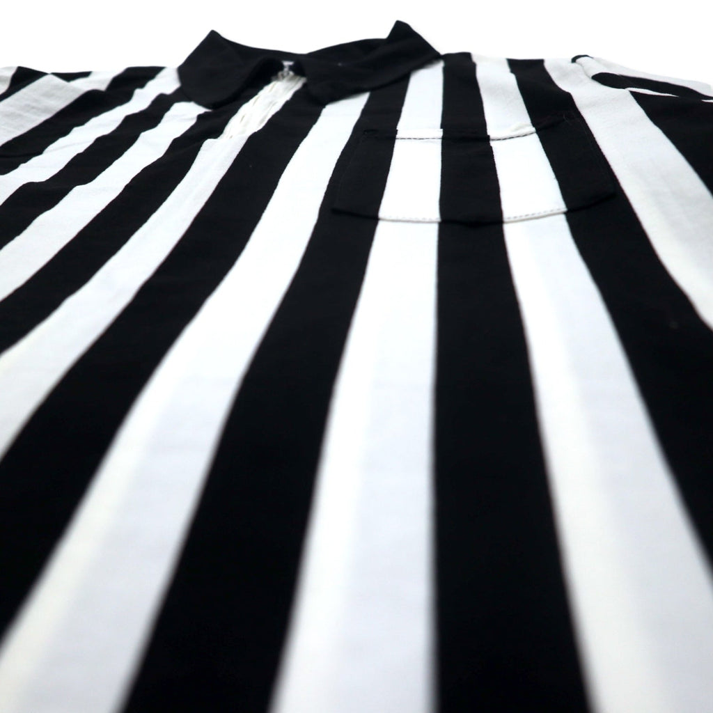 Maglia da gioco mezza zip da arbitro Sand-Knit Medalist anni '70 made in USA, taglia L, bianca, nera, a righe, in poliestere, con cerniera TALON