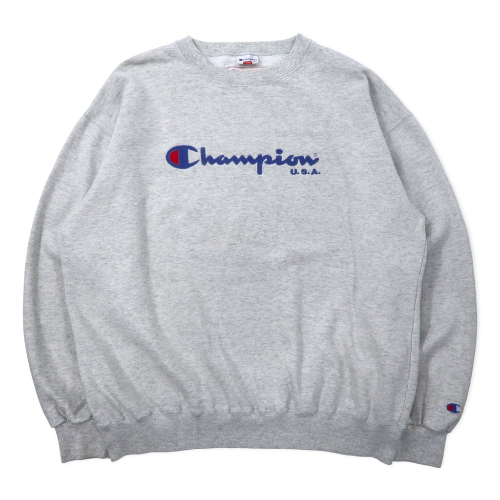 Champion Made in Italy anni '80 Logo script ricamato Felpa XL Grigio Cotone