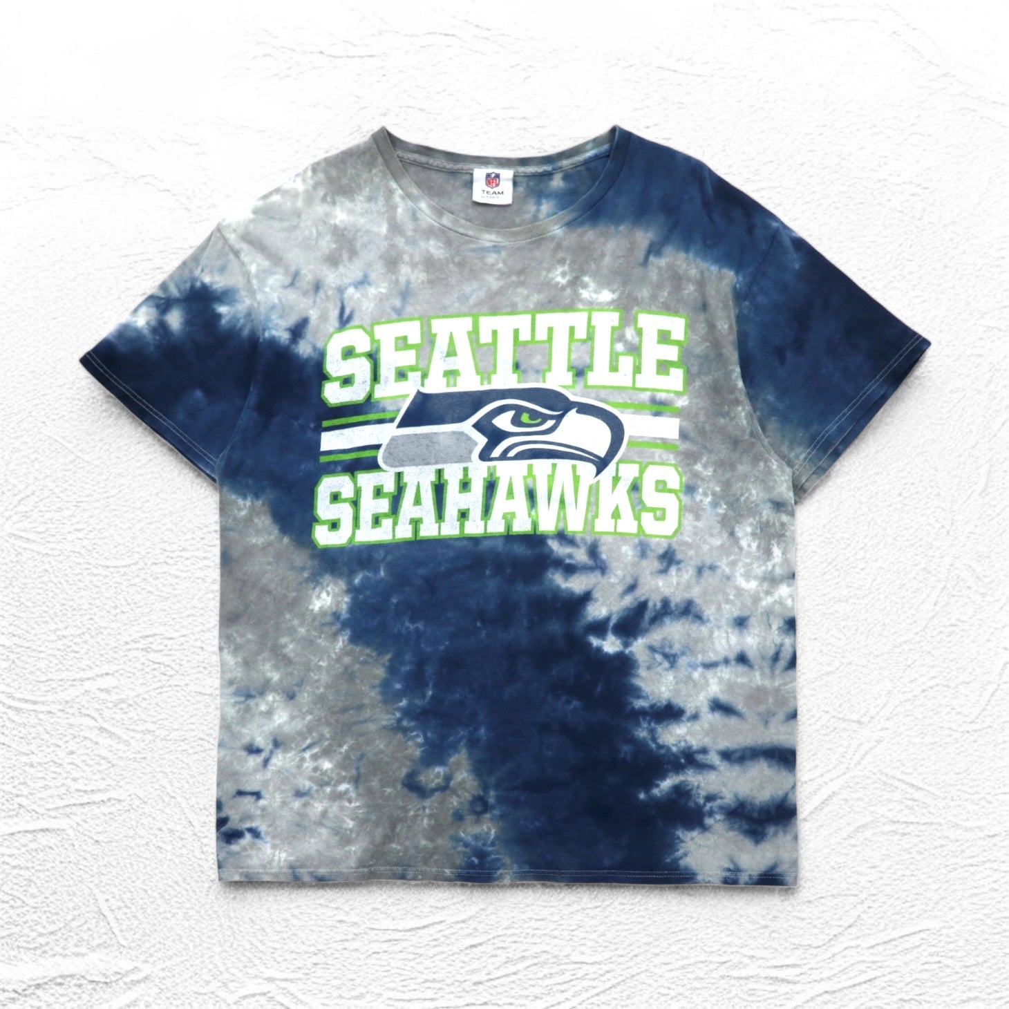T-SHIRT NFL TEAM APPAREL TIE DYE L GRIGIO BLU NAVY SEATTLE SEAHAWKS