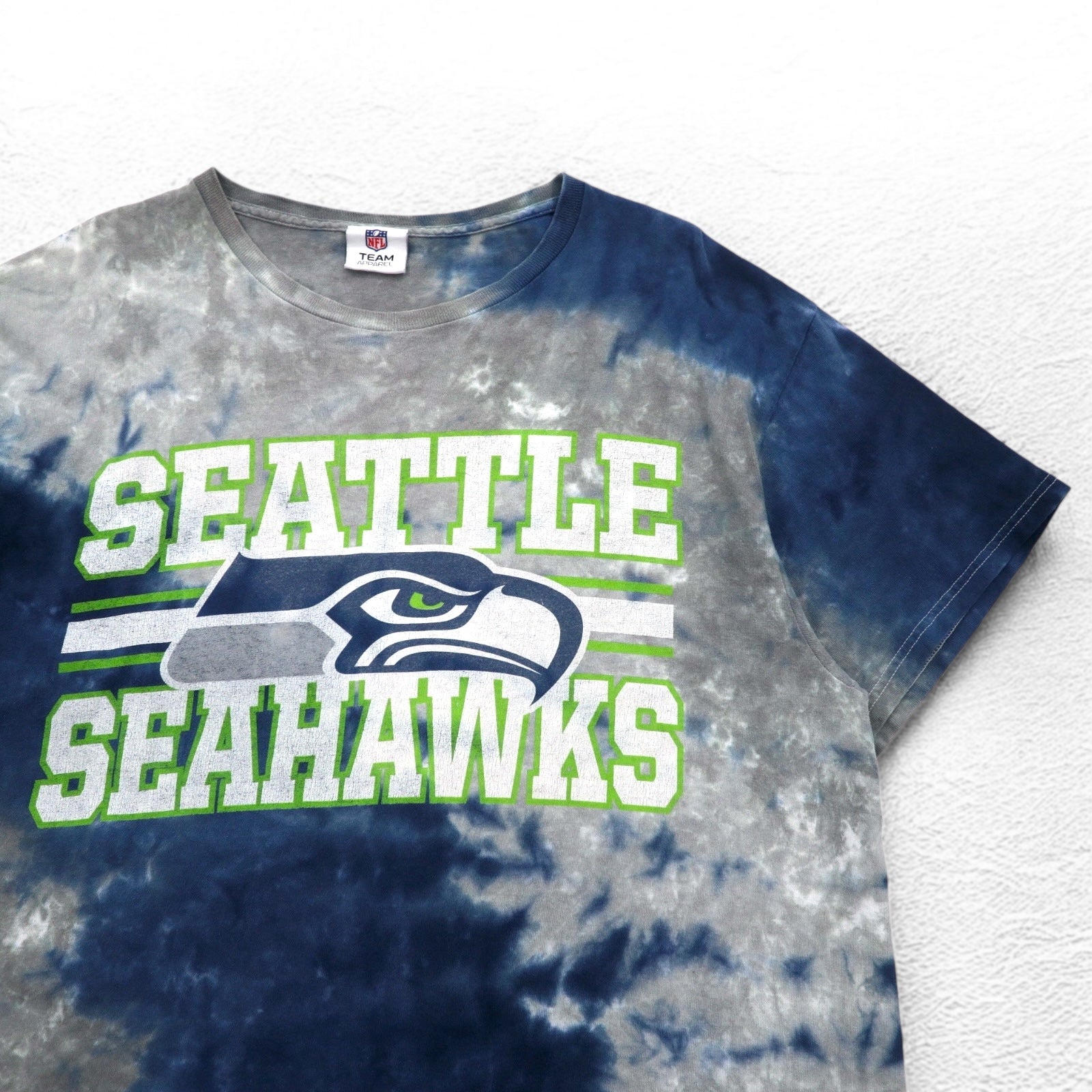 T-SHIRT NFL TEAM APPAREL TIE DYE L GRIGIO BLU NAVY SEATTLE SEAHAWKS