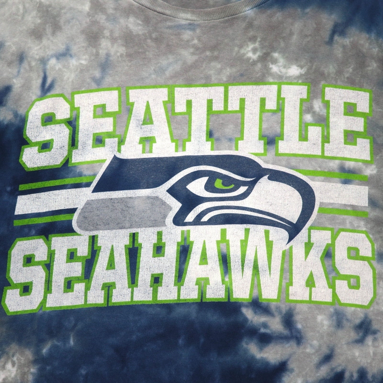 T-SHIRT NFL TEAM APPAREL TIE DYE L GRIGIO BLU NAVY SEATTLE SEAHAWKS