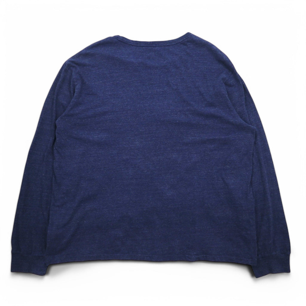 POLO RALPH LAUREN T-shirt a maniche lunghe XXL blu navy in cotone con piccolo pony ricamato