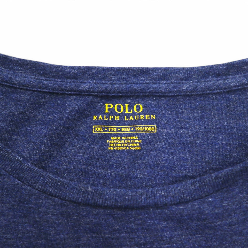 POLO RALPH LAUREN T-shirt a maniche lunghe XXL blu navy in cotone con piccolo pony ricamato
