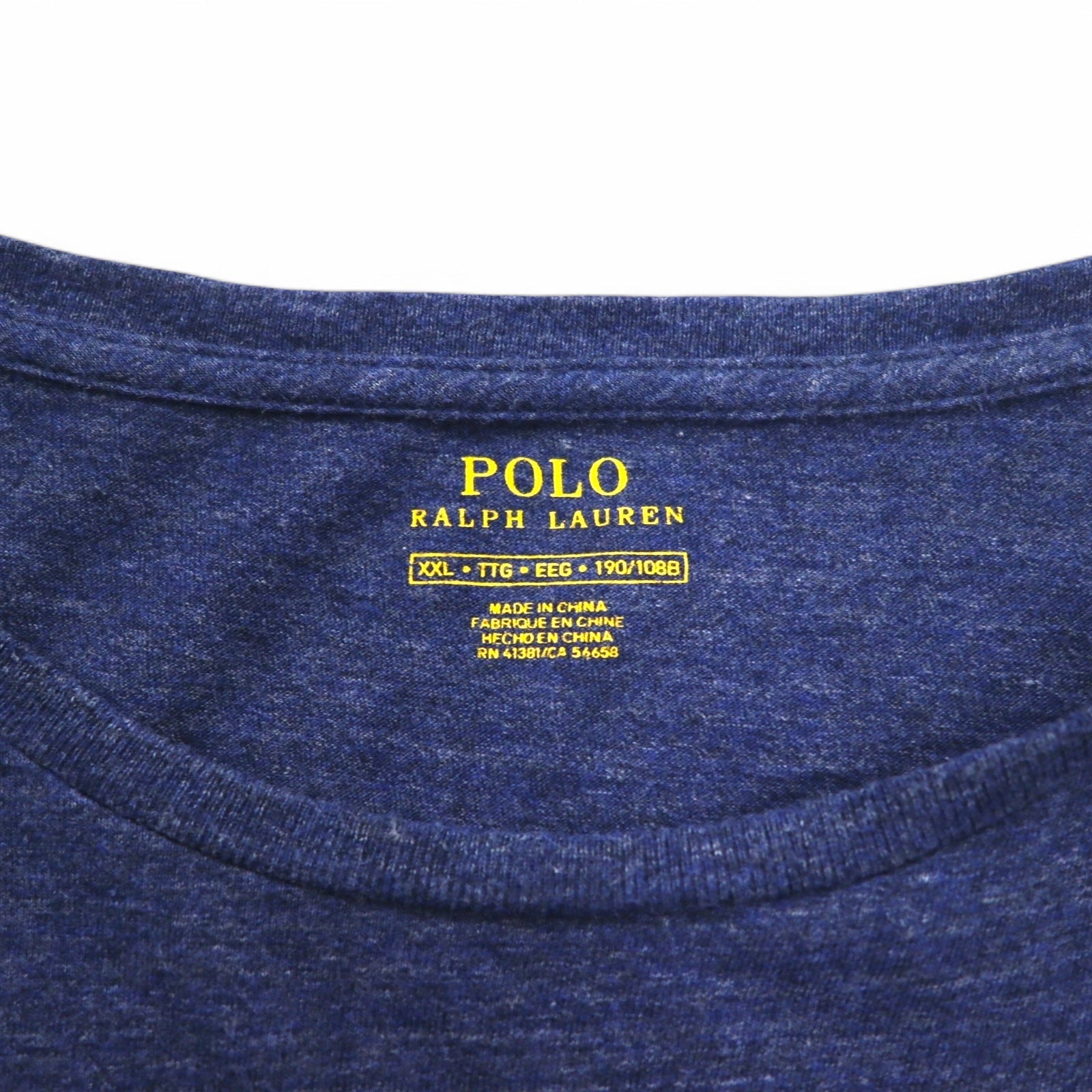 POLO RALPH LAUREN T-shirt a maniche lunghe XXL blu navy in cotone con piccolo pony ricamato
