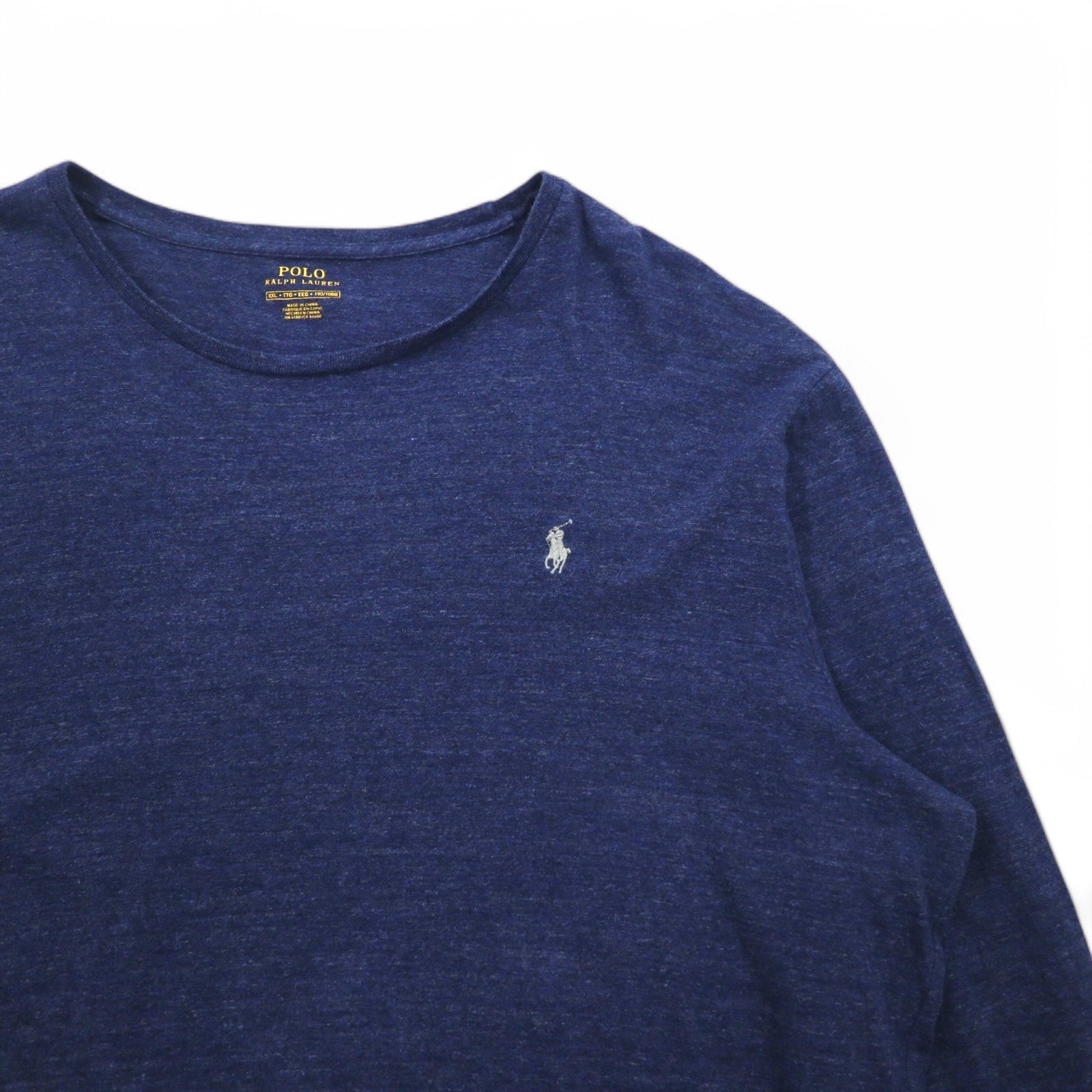 POLO RALPH LAUREN T-shirt a maniche lunghe XXL blu navy in cotone con piccolo pony ricamato