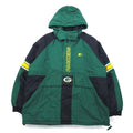 STARTER anni '90 NFL PRO LINE Giacca a vento con cappuccio imbottita XL Verde Nylon PACKERS, cappuccio rimovibile