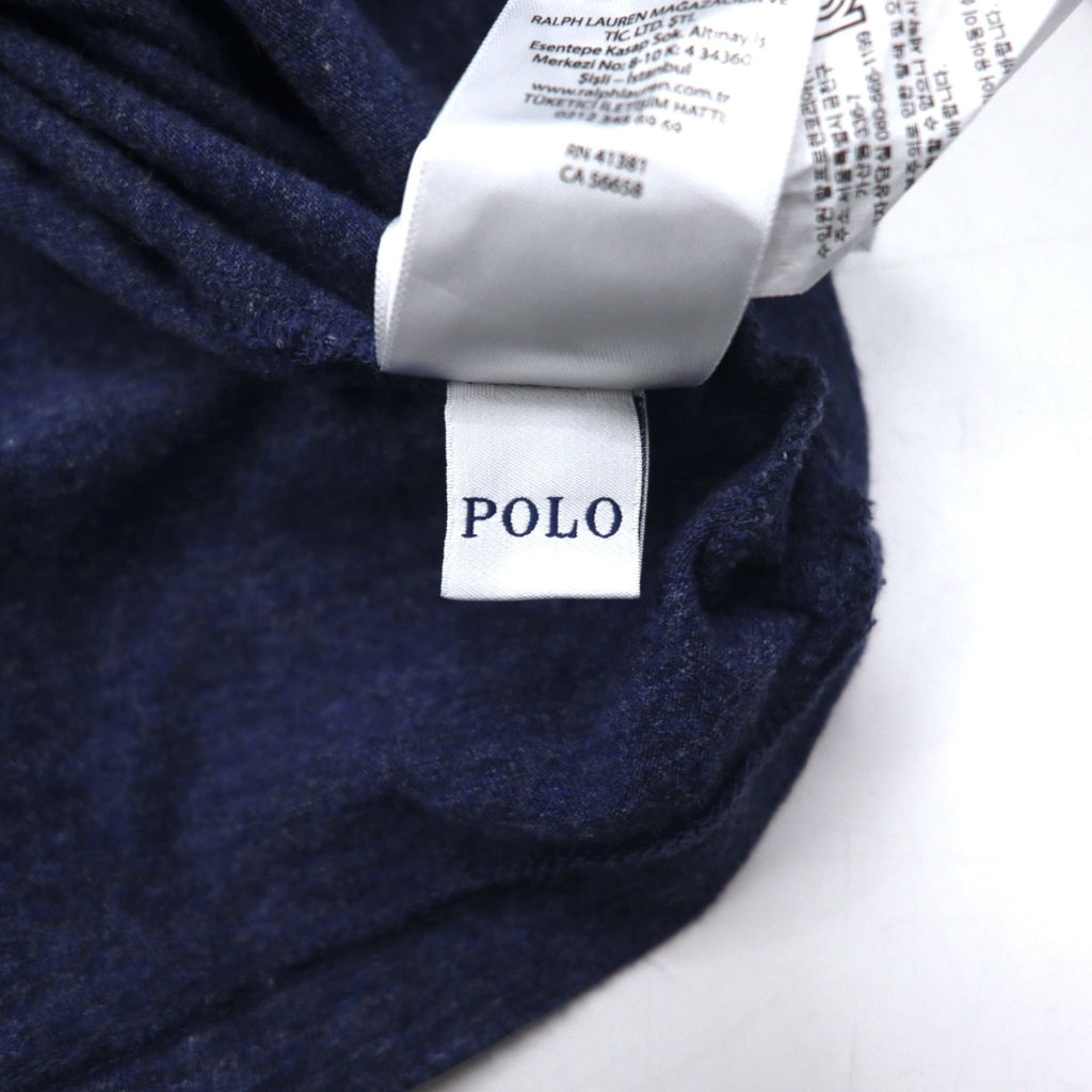 POLO RALPH LAUREN T-shirt a maniche lunghe XXL blu navy in cotone con piccolo pony ricamato