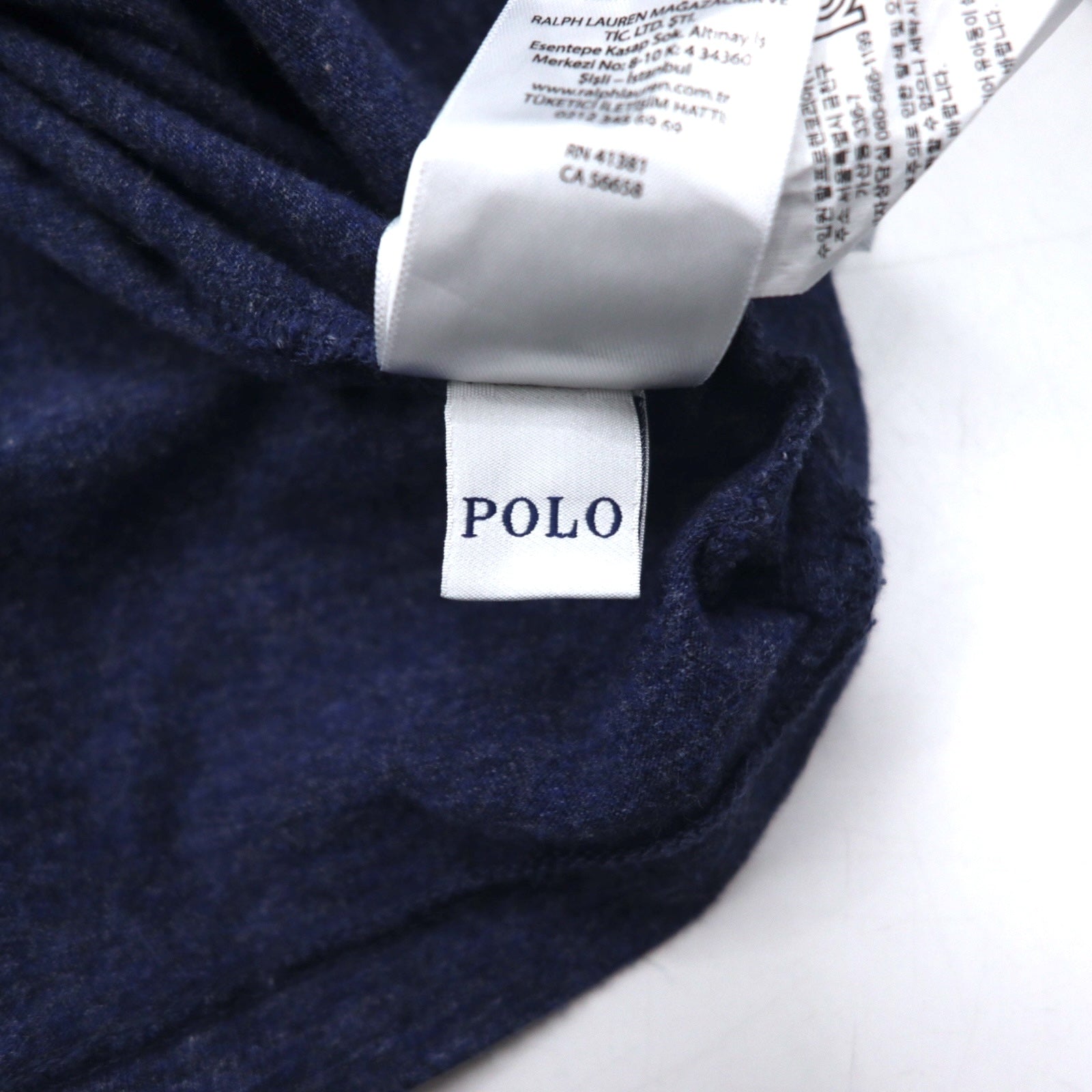 POLO RALPH LAUREN T-shirt a maniche lunghe XXL blu navy in cotone con piccolo pony ricamato