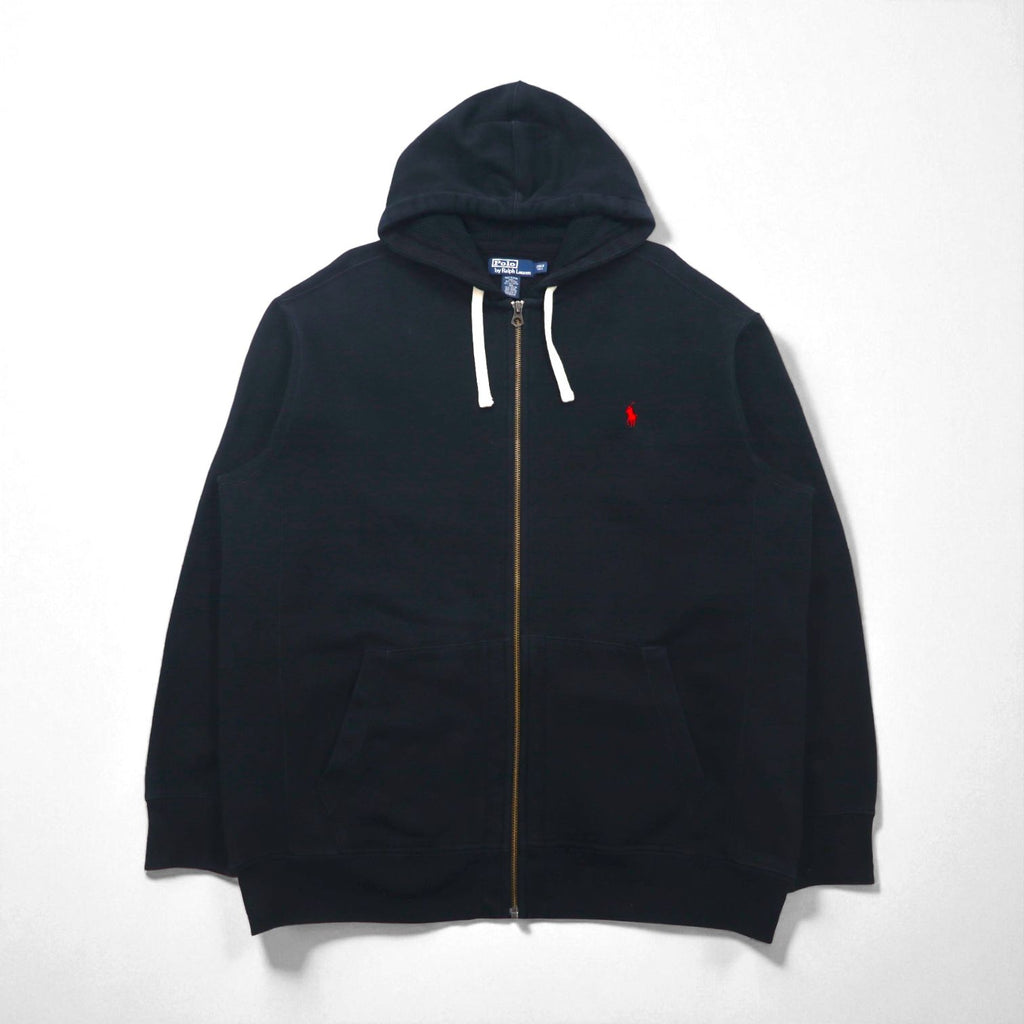 Polo Ralph Lauren 90年代 リバースウィーブ ジップパーカー 2XL ブラック スモールポニー刺繡