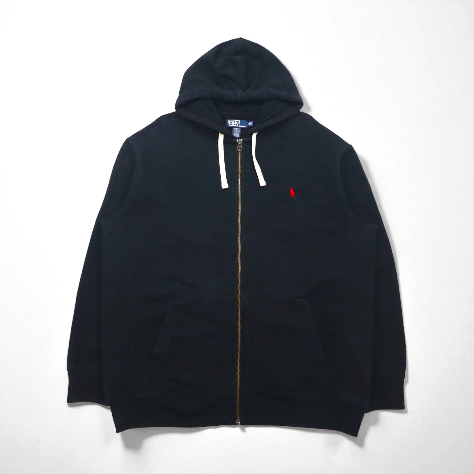 Polo Ralph Lauren 90年代 リバースウィーブ ジップパーカー 2XL ブラック スモールポニー刺繡