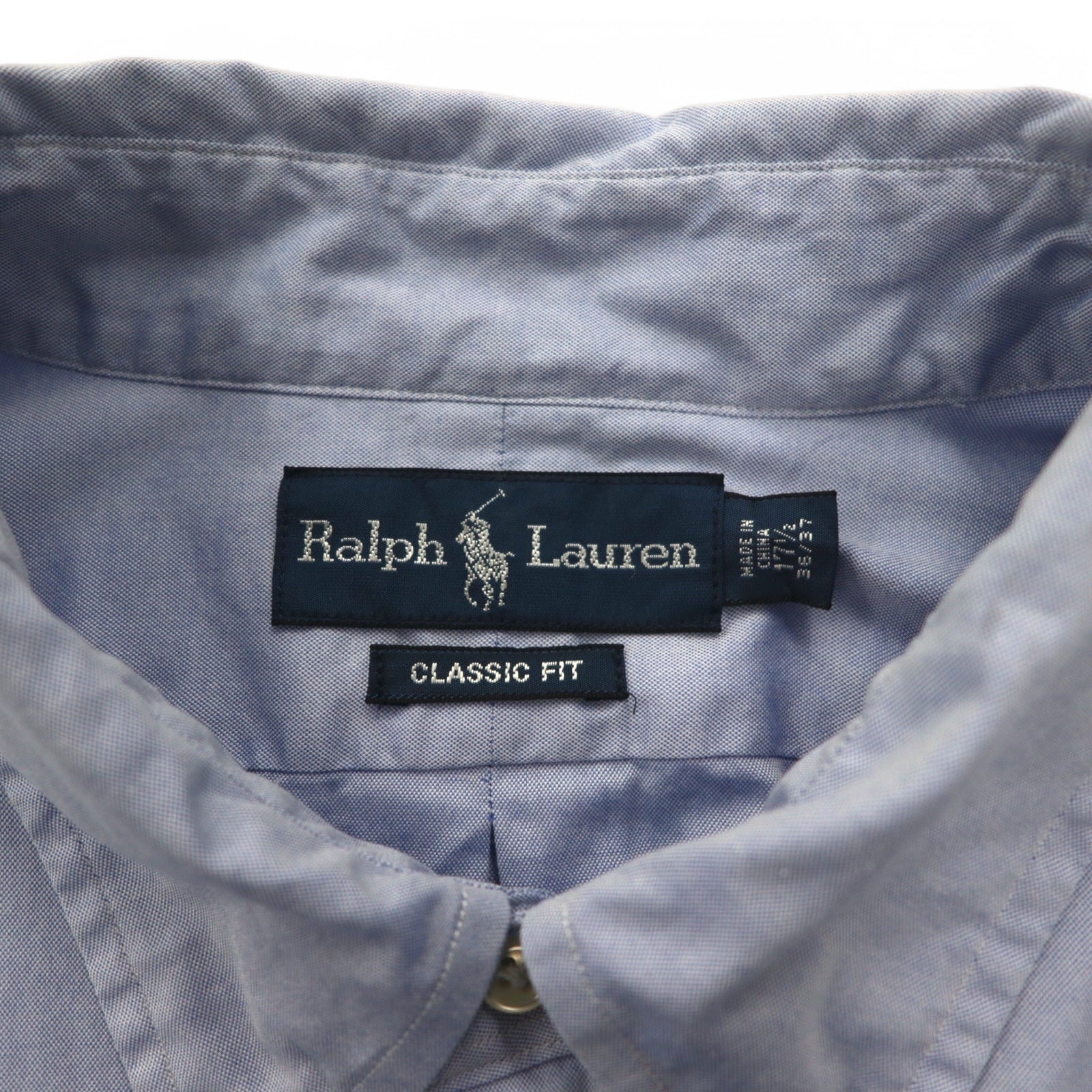 Ralph Lauren Anni '90 Camicia Button-Down XL Blu CLASSIC FIT Ricamo Pony Piccolo