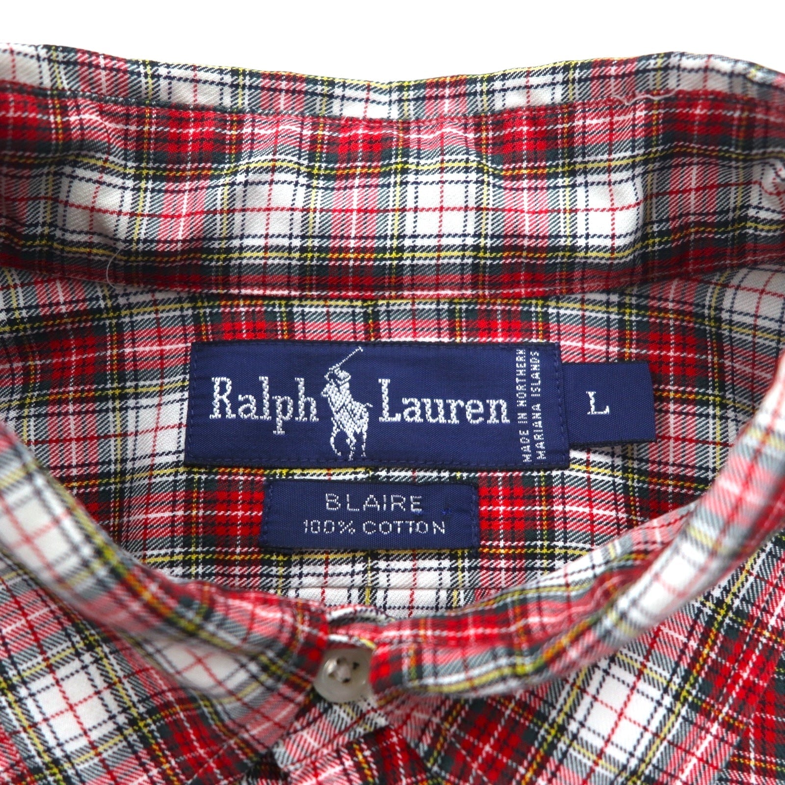 Ralph Lauren anni '90 camicia button-down L rossa a quadri BLAIRE con ricamo piccolo pony
