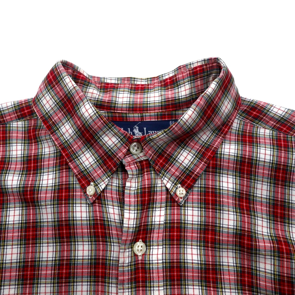 Ralph Lauren anni '90 camicia button-down L rossa a quadri BLAIRE con ricamo piccolo pony