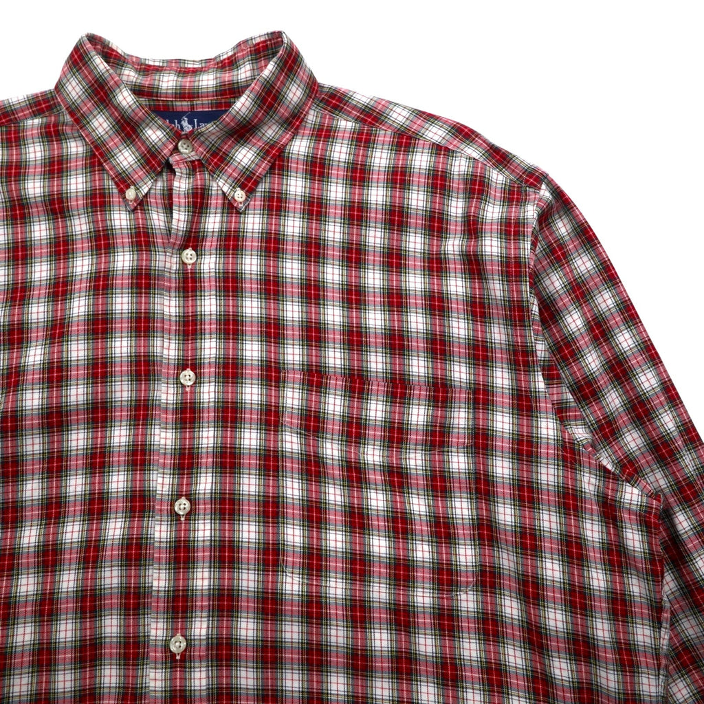 Ralph Lauren anni '90 camicia button-down L rossa a quadri BLAIRE con ricamo piccolo pony