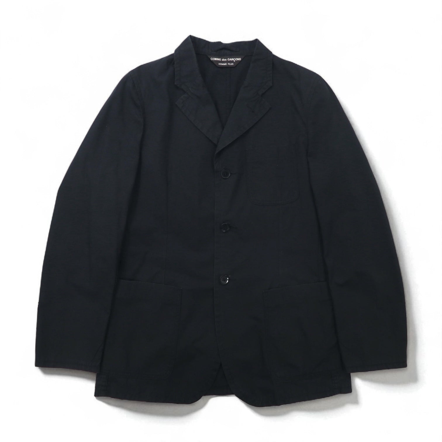 COMME des GARCONS HOMME PLUS 00年代 SIMPLE&UTILITY期 3B テーラードジャケット S ブラック コットン PM-J092 日本製