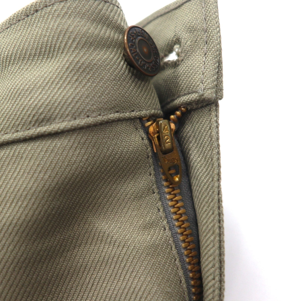 Levi's anni '80 Made in USA Sta-Prest Chino Pant L Beige 42TALON zip Tab nero Bottoni 520 10517 6123
