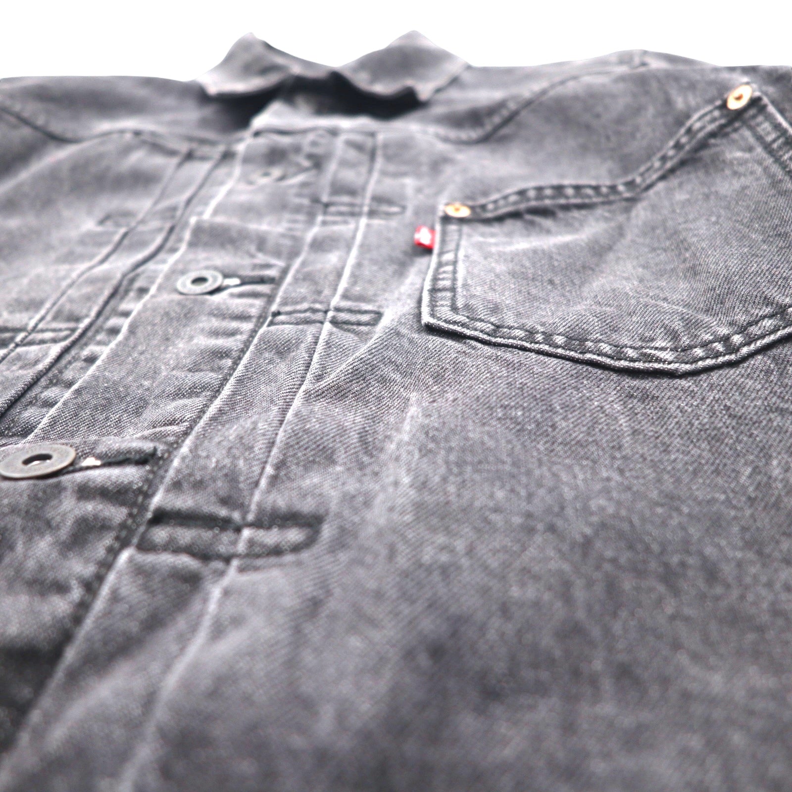 Levi's PREMIUM 1stタイプ ビッグE デニムジャケット Gジャン M ブラック TYPE1 TRUCKER JACKET シンチバック ビッグサイズ ダブルプリーツ RELAXED A3174-0000