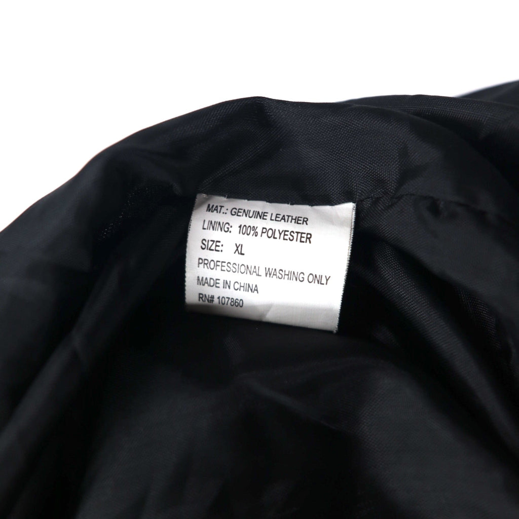 Bomber jacket vintage in pelle patchwork, giacca in pelle patchwork, XL, nero
