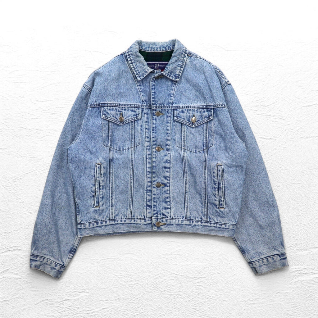 GAP Anni '90 Giacca in denim Old Gap Giubbotto in jeans M Indigo Blu Fodera in coperta