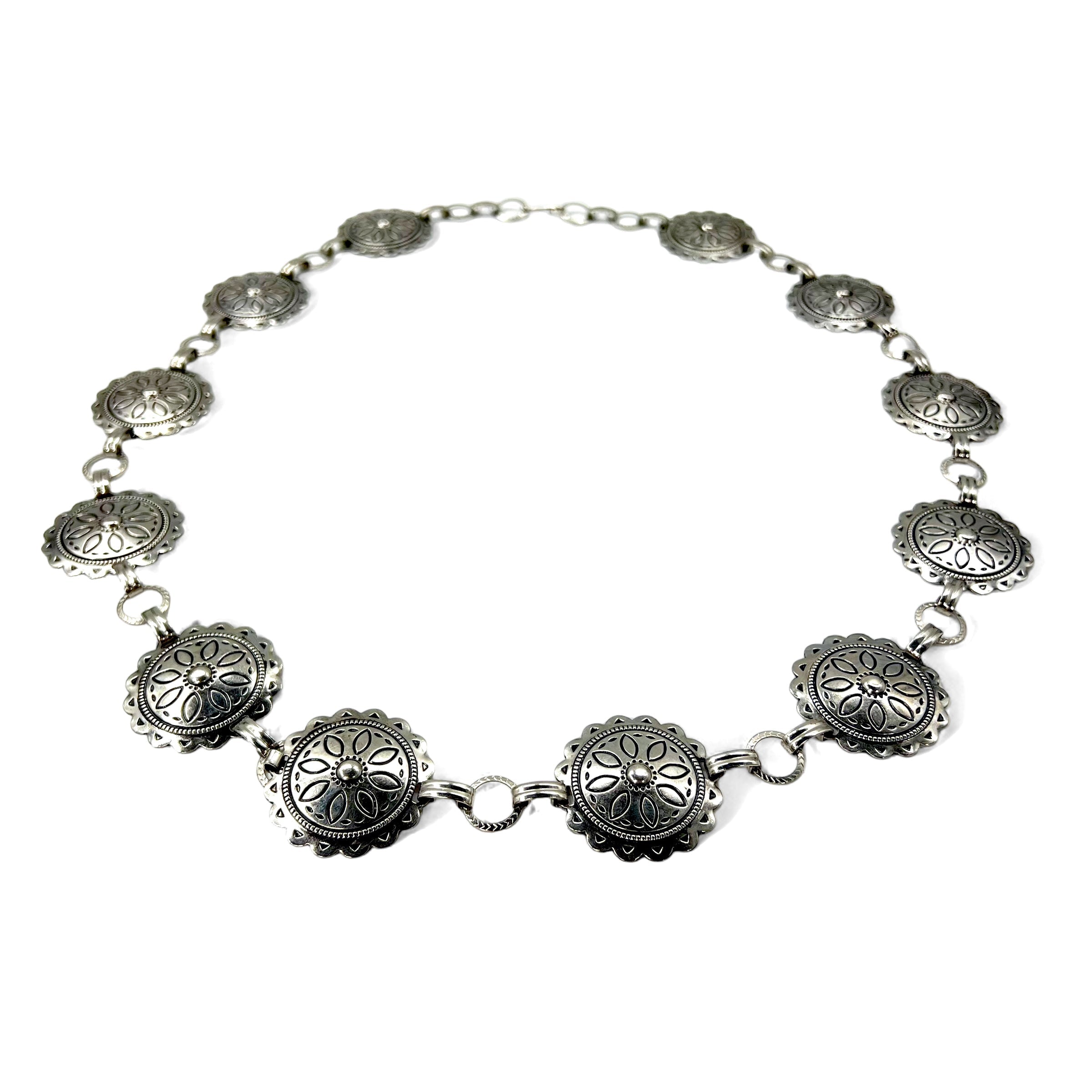 Vintage Silver Concho Necklace Belt Collana conchiglie vintage 2WAY cintura 93cm argento metallo