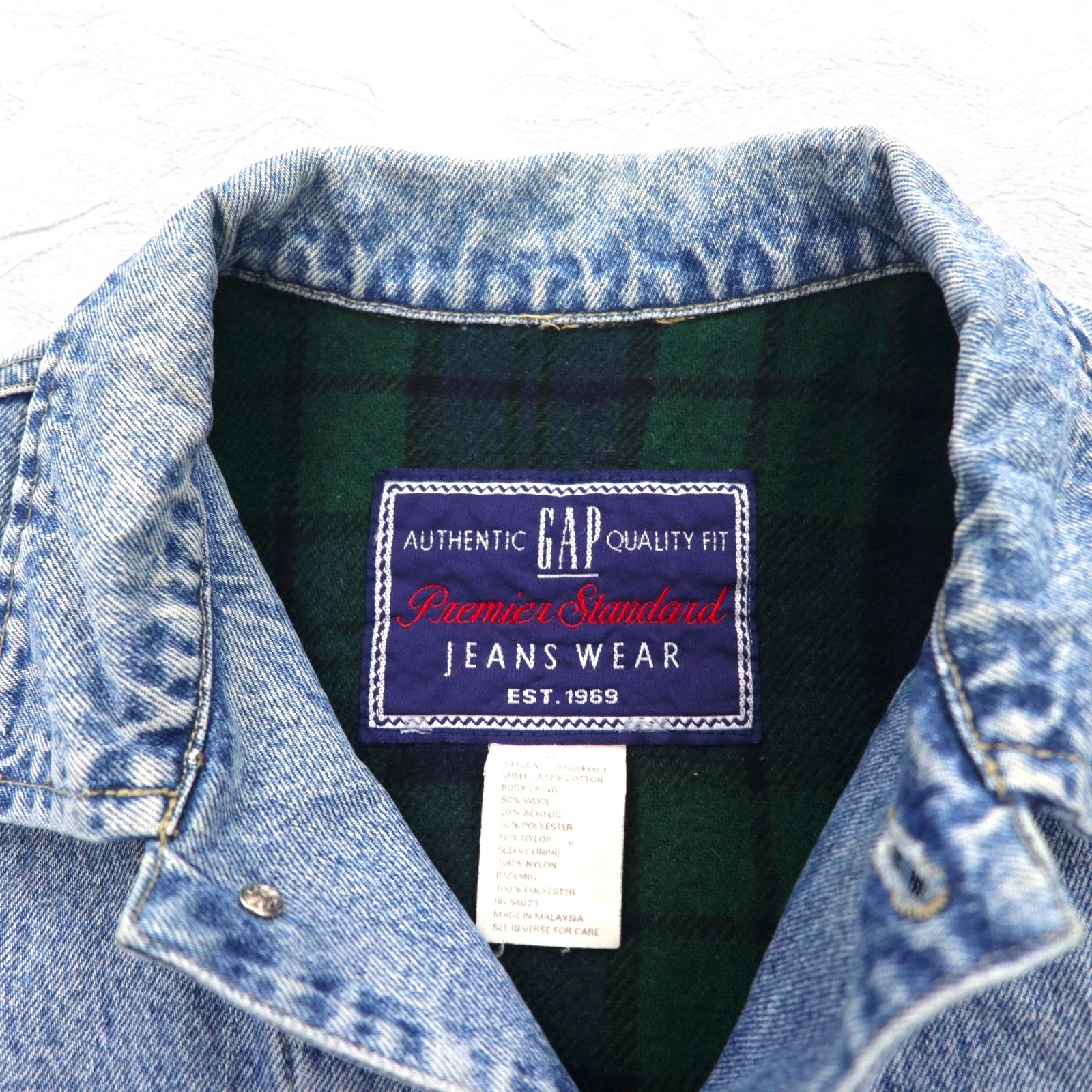 GAP Anni '90 Giacca in denim Old Gap Giubbotto in jeans M Indigo Blu Fodera in coperta