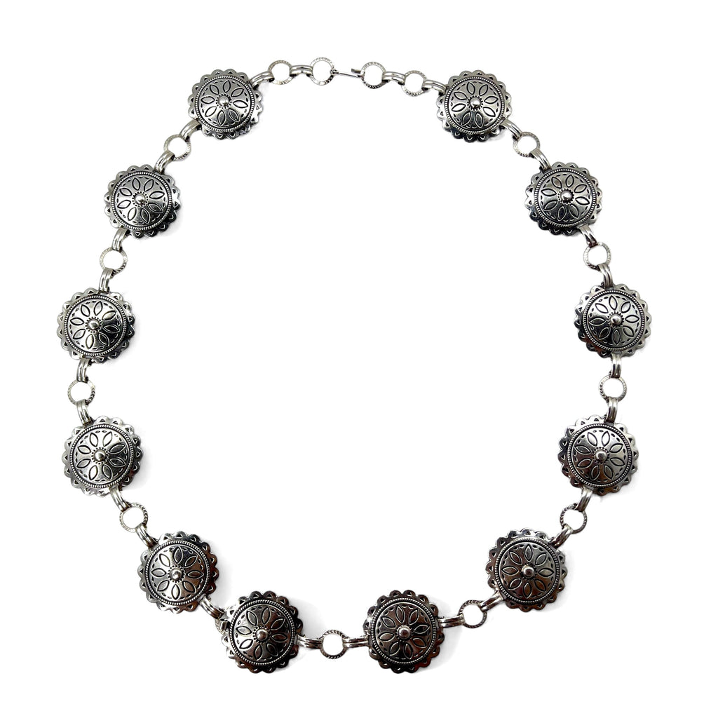 Vintage Silver Concho Necklace Belt Collana conchiglie vintage 2WAY cintura 93cm argento metallo