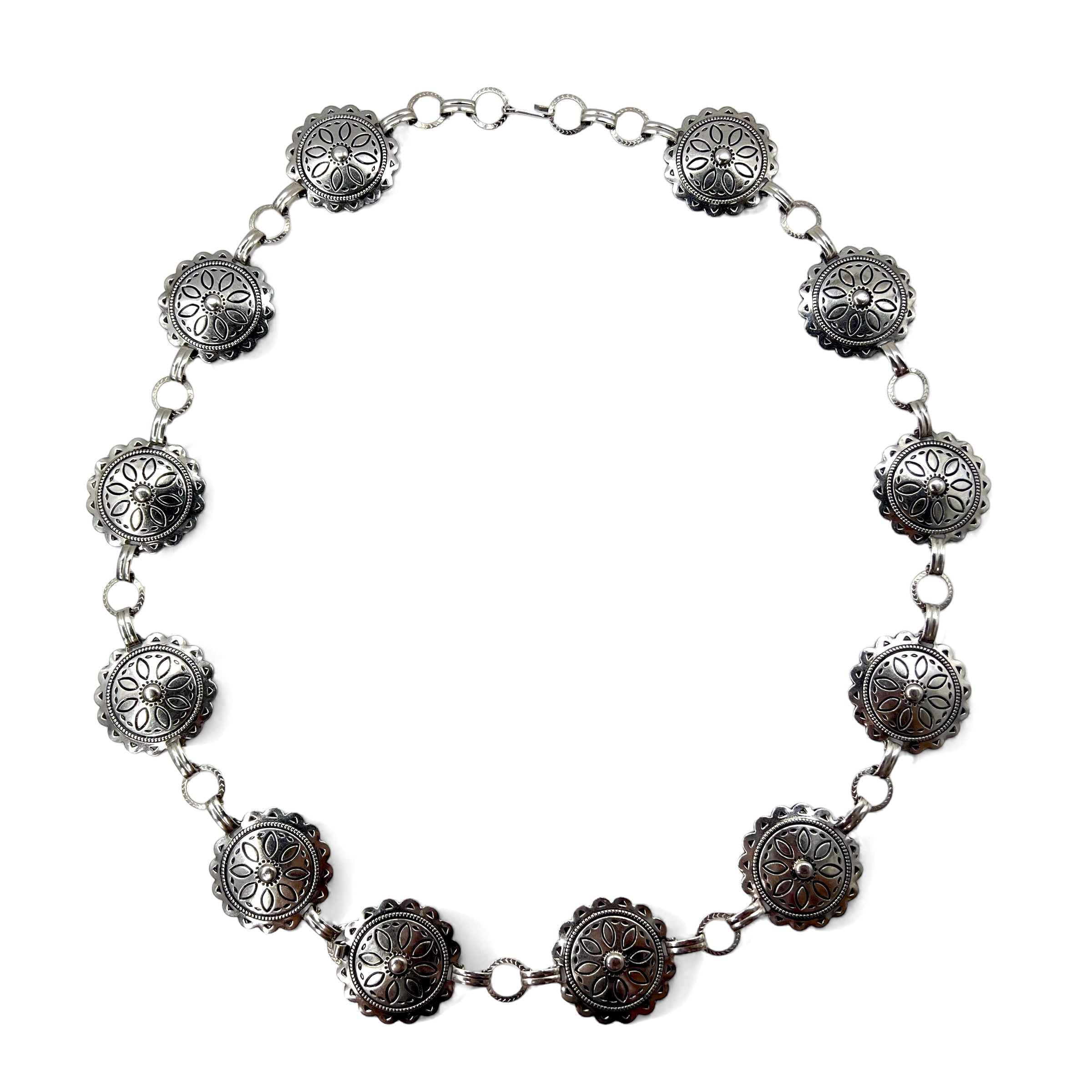 Vintage Silver Concho Necklace Belt Collana conchiglie vintage 2WAY cintura 93cm argento metallo