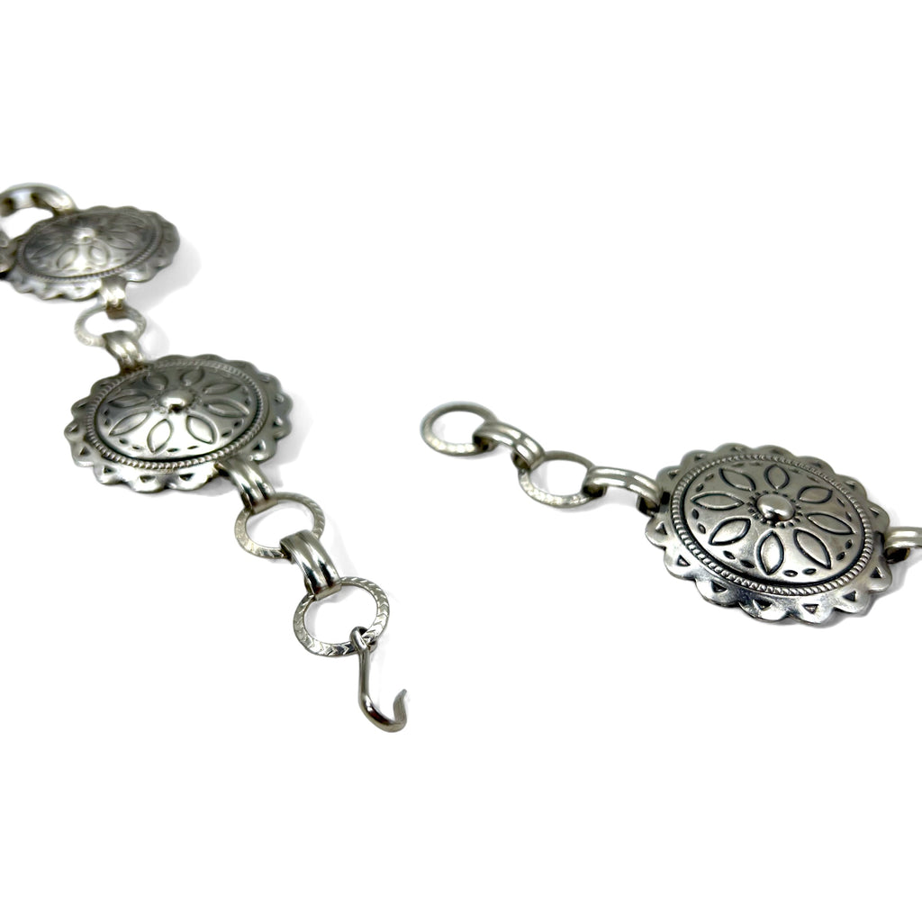Vintage Silver Concho Necklace Belt Collana conchiglie vintage 2WAY cintura 93cm argento metallo