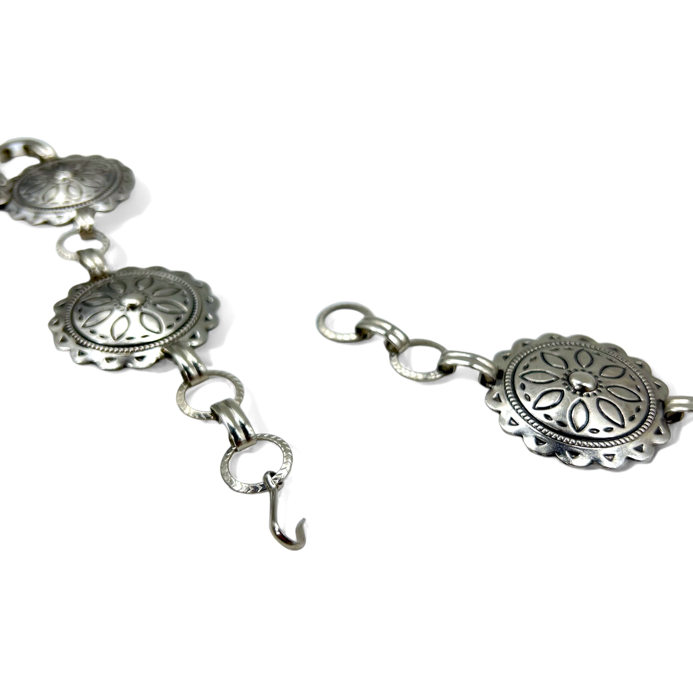 Vintage Silver Concho Necklace Belt Collana conchiglie vintage 2WAY cintura 93cm argento metallo