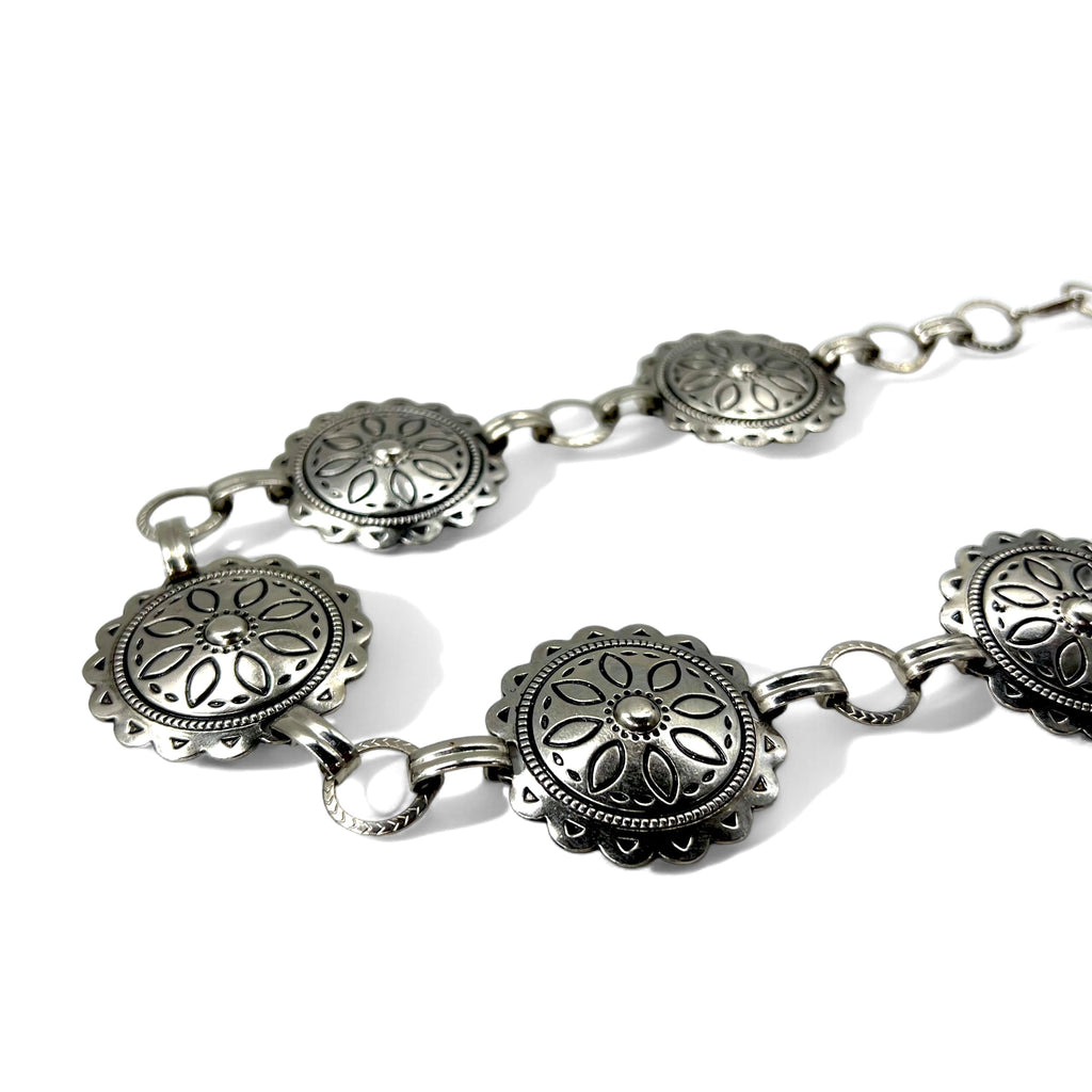 Vintage Silver Concho Necklace Belt Collana conchiglie vintage 2WAY cintura 93cm argento metallo
