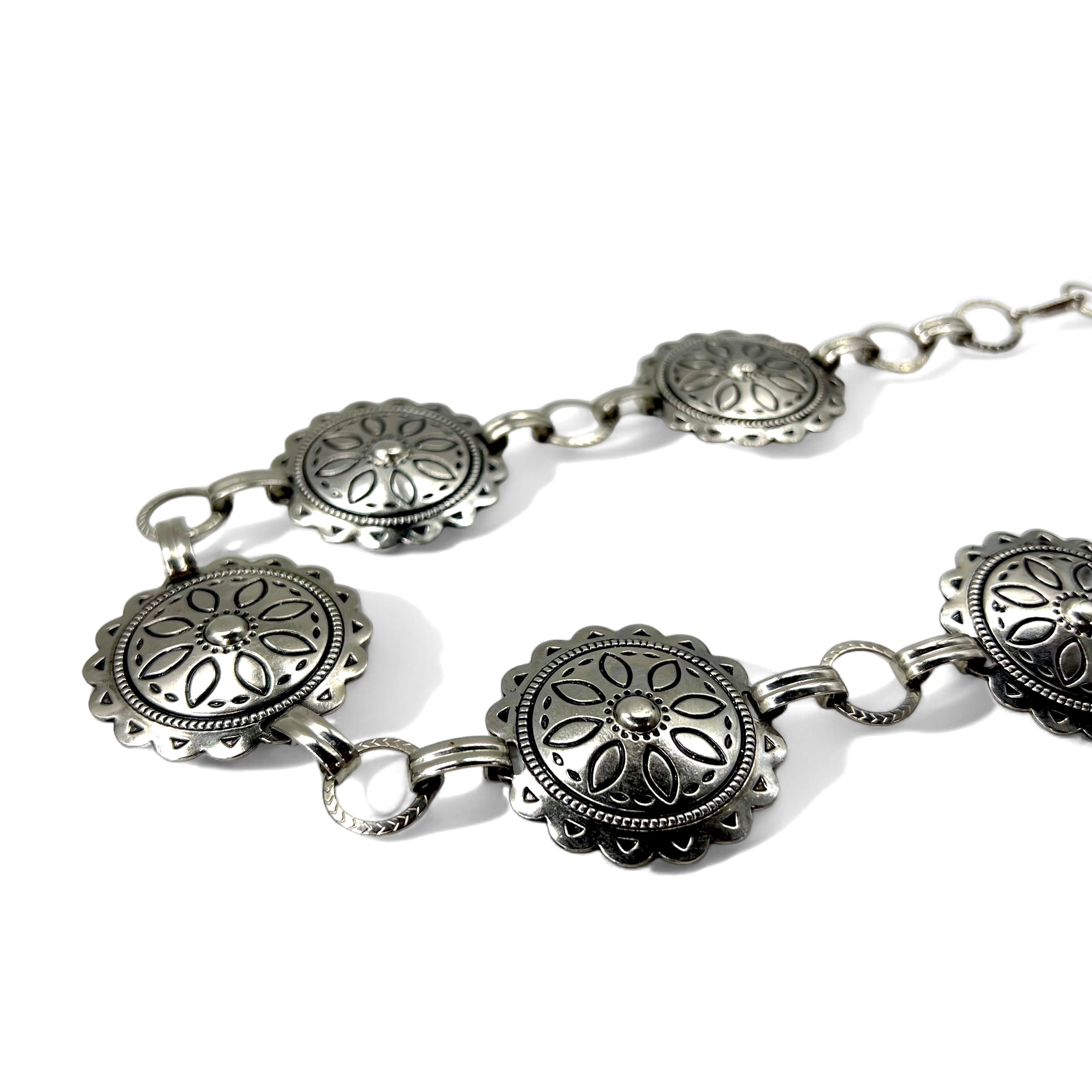 Vintage Silver Concho Necklace Belt Collana conchiglie vintage 2WAY cintura 93cm argento metallo