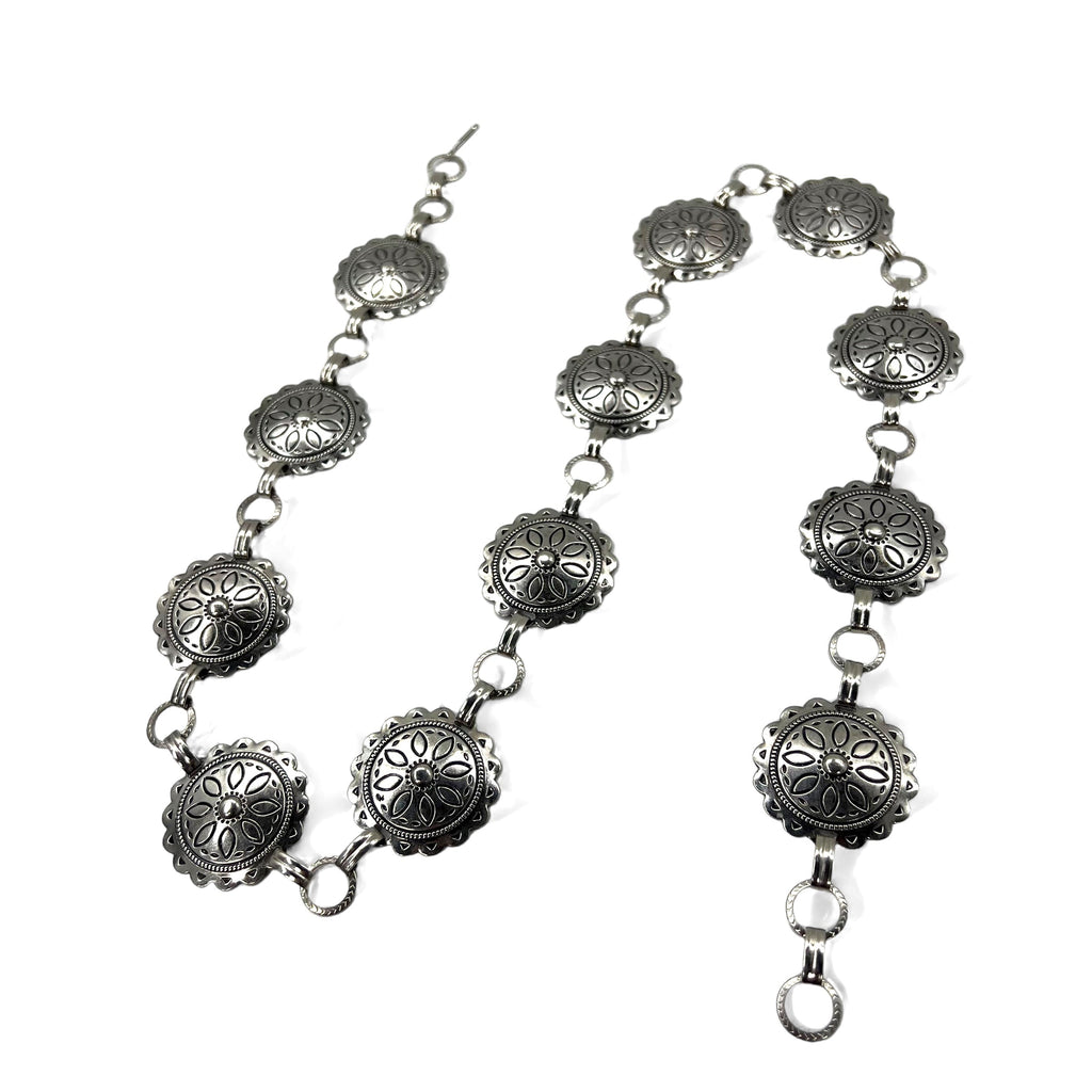 Vintage Silver Concho Necklace Belt Collana conchiglie vintage 2WAY cintura 93cm argento metallo
