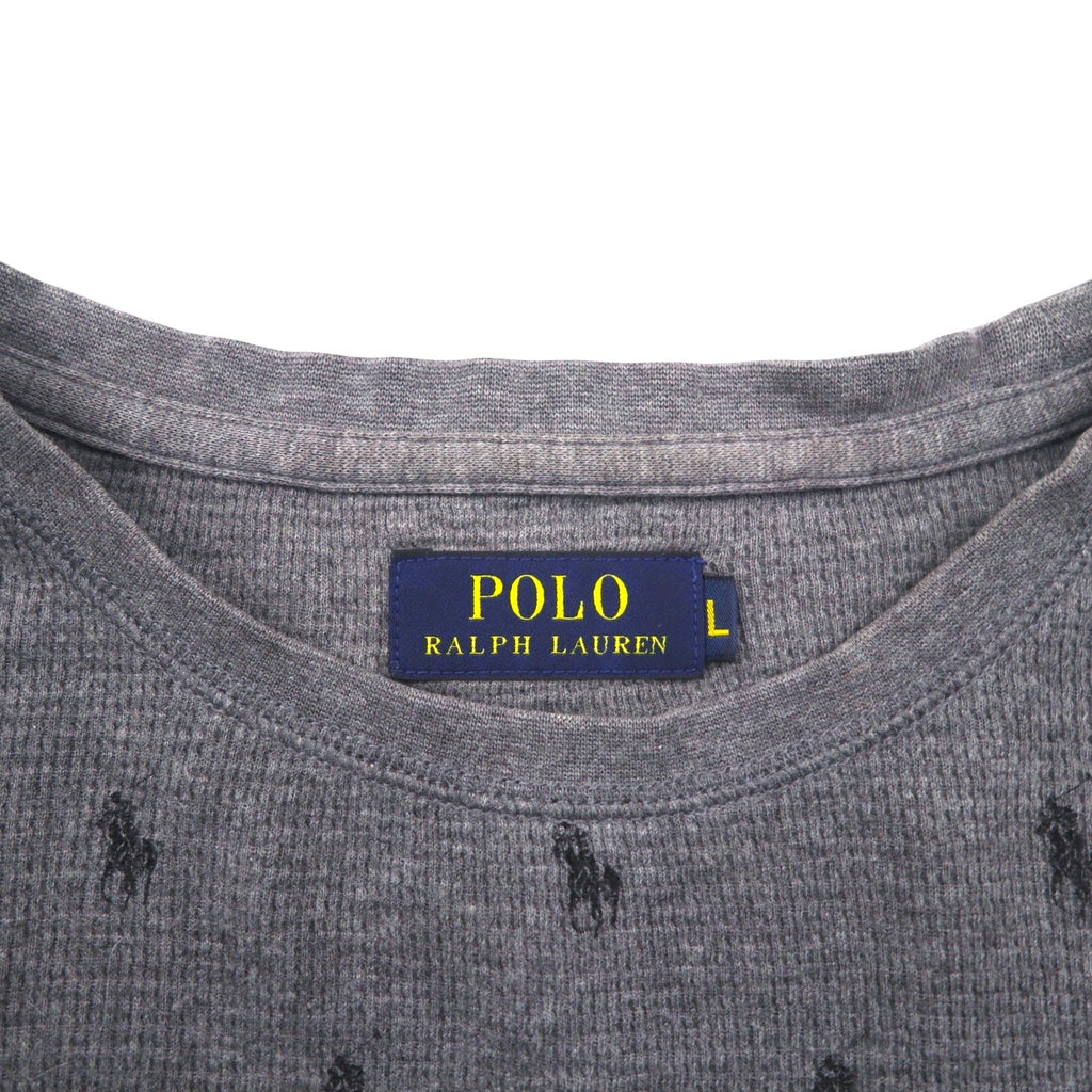 Polo Ralph Lauren サーマル セットアップ L グレー オールオーバーポニー 総柄 ルームウェア パジャマ