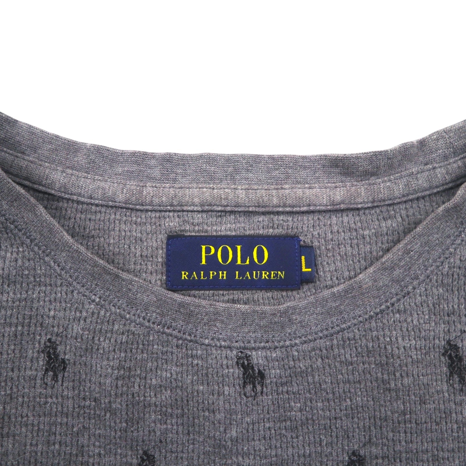 Polo Ralph Lauren サーマル セットアップ L グレー オールオーバーポニー 総柄 ルームウェア パジャマ